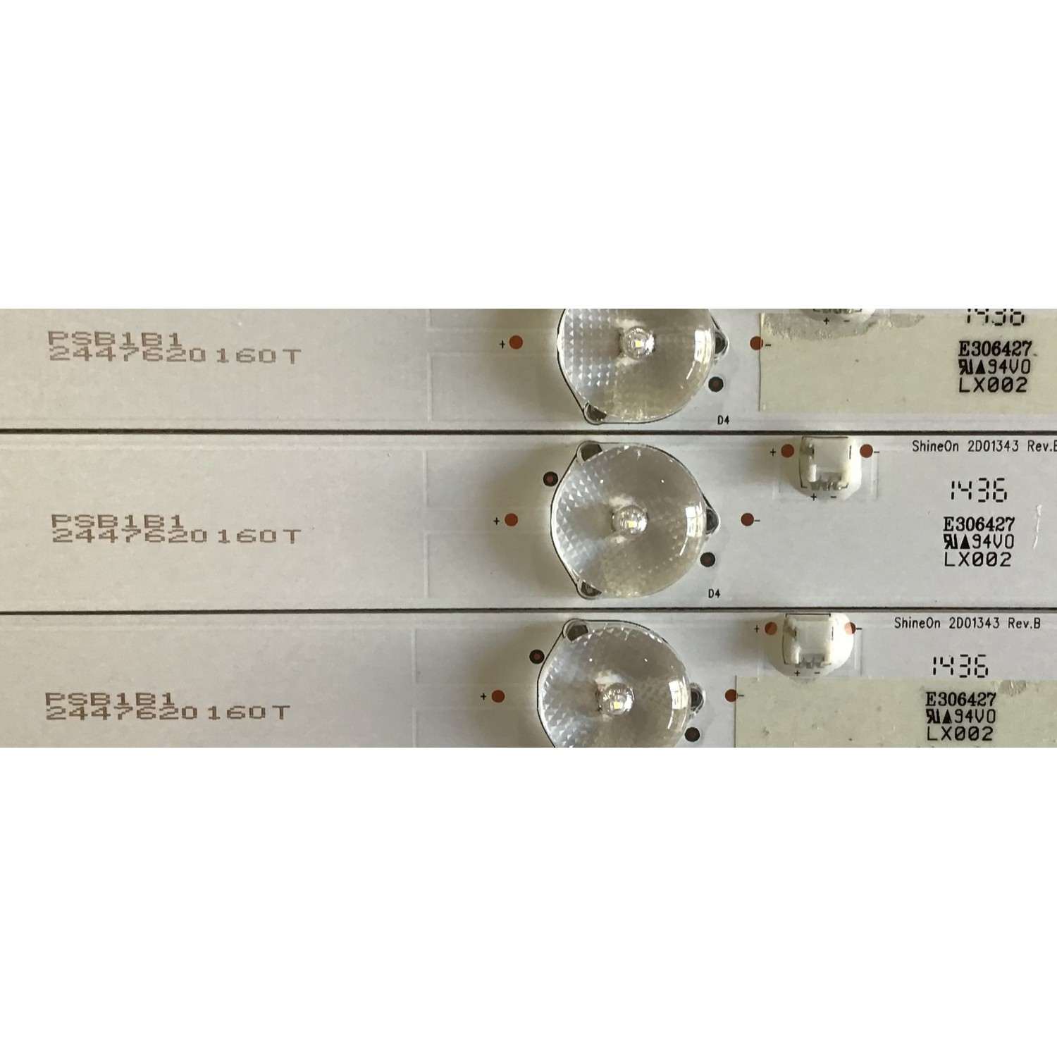 KIT DE LEDS PARA TV INSIGNIA (3 PIEZAS) / 2447620160T / SineOn 2D01343 REV.B / YM3MSHM3 / FM3MSG1A / PANEL BOEI320WX1-01 / MODELO NS-32D220NA18 - Imagen 2