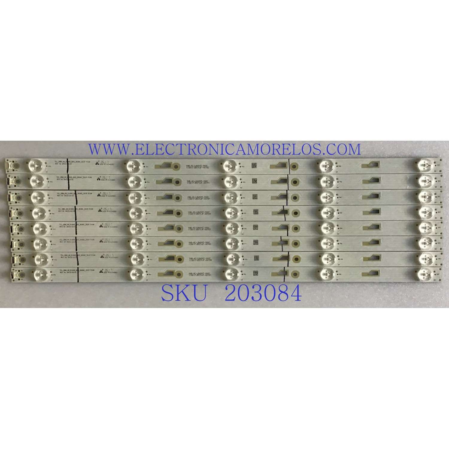 KIT DE LEDS ORIGINAL PARA TV TOSHIBA 8 PIEZAS / NUMERO DE PARTE TCL_ODM_49_D1600_8X5_3030C_5S1P / TCL_0DM_49_D1600_8X5_3030C_5S1P / 006-P1K3488B / 4C-LB490T-YH / 4C-LB490T-YH1 / 4C-LB490T-YH2 / 4C-LB490T-YHE / PANEL LVF490CSDX E4 V57 / MODELO 49L510U18
