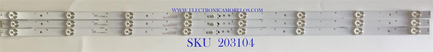 KIT DE LEDS PARA TV ONN ((3 PIEZAS)) / 261501000050 / 12-43K600-3030-0D35-3X8-170920 / 170920 / 75 2M00 3 17 1118 0004 / PANEL HV430FHB-N10 / MODELO OMC18TV002