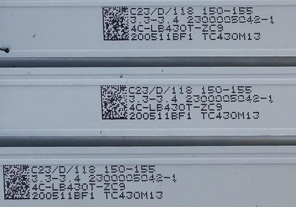 KIT DE LED'S PARA TV HITACHI (3 PIEZAS) / NUMERO DE PARTE  303TC430040 / TCL43D07-ZC62AG-03 / 4C-LB430T-ZC9 / TC430M13 / 200511BF1 / PANEL LVF430PADX E0090 / MODELO 43D33 - Imagen 4