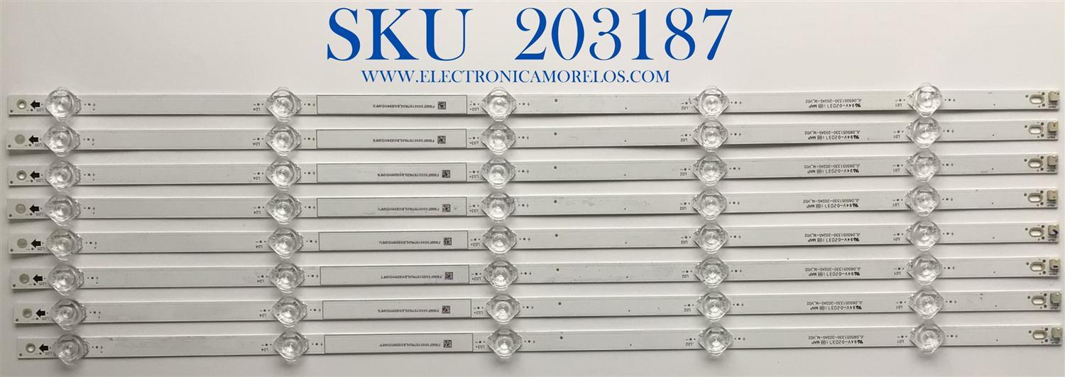 KIT DE LED'S PARA TV VIZIO 8 PIEZAS ORIGINALES / NUMERO DE PARTE JL.D65051330-202AS-M / JL.D65051330-202AS-M V02 / PANEL V650DJ4-D03 / MODELOS V655-H19  LIAIZCNW / LINIZCNW / LINIZCRW / V655-H9  LINIZCKW / V655-H9