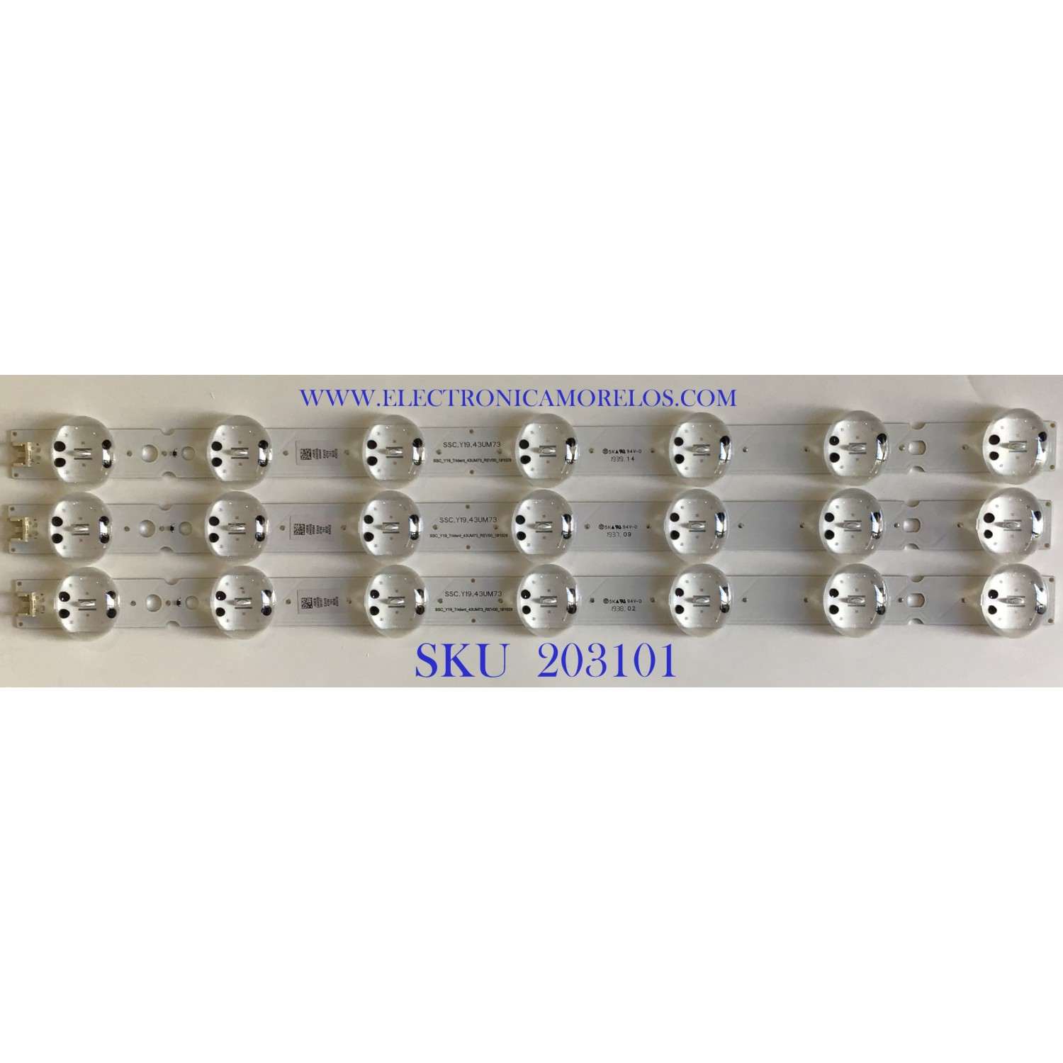 KIT DE LEDS PARA TV LG (3 PIEZAS) / EAV64755701 / SSC_Y19_TRIDENT_43UM73_REV00_181029 / SSC_Y19_43UM73 / PANEL NC430DQG-ABHX3 / MODELO 43UM7300AUE.BUSFLJM