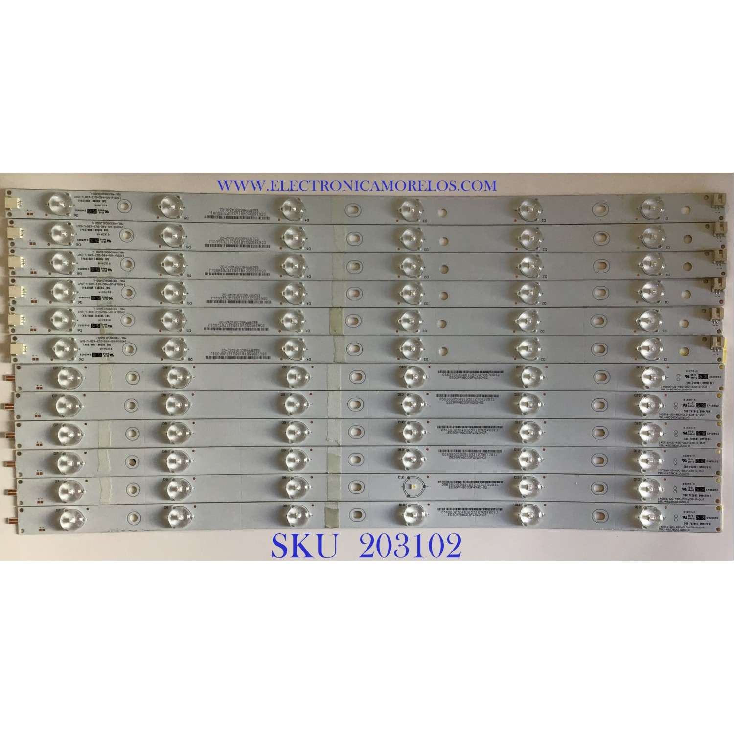 KIT DE LEDS PARA TV VIZIO ((12 PIEZAS)) / 140916-WS-480-012-638-L-DVT / MBL-48038D612WS0-L / 14019 / 48038D612WS0 / PANEL LSC480HN05-B01 / MODELO E48-C2 LWZQSGAR