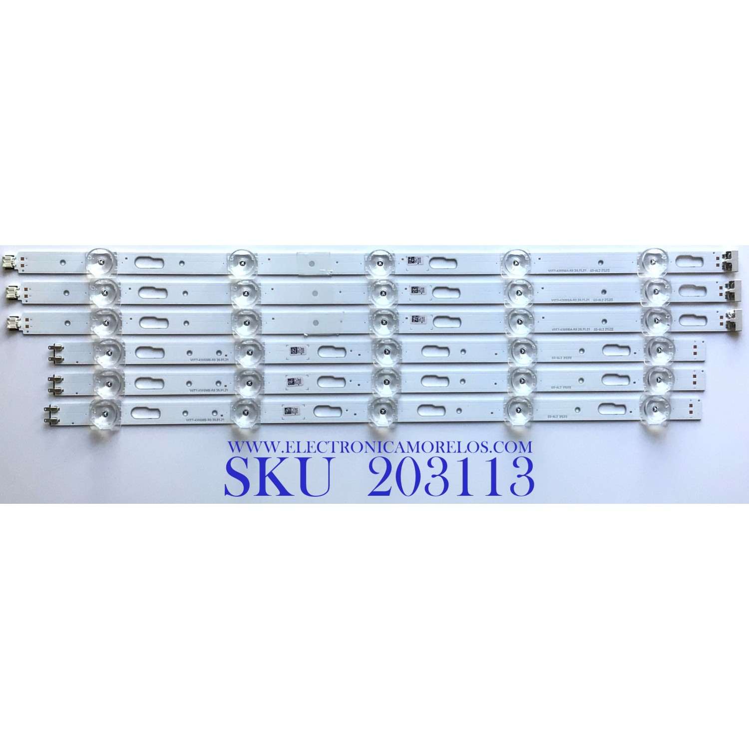 KIT DE LED'S PARA TV SAMSUNG (6 PIEZAS) / BN96-50319A / BN96-50320A / V0T7-430SMA-R0 / V0T7-430SMB-R0 / LM41-00885A / LM41-00886A / R1.0_TBD_100_7Pi / D3_CFM_R5 / D3_CFM_L5 / JL.D430A1330-408AR-M_V02 / MODELOS UN43TU8000 / UN43TU7000 / QN43Q60
