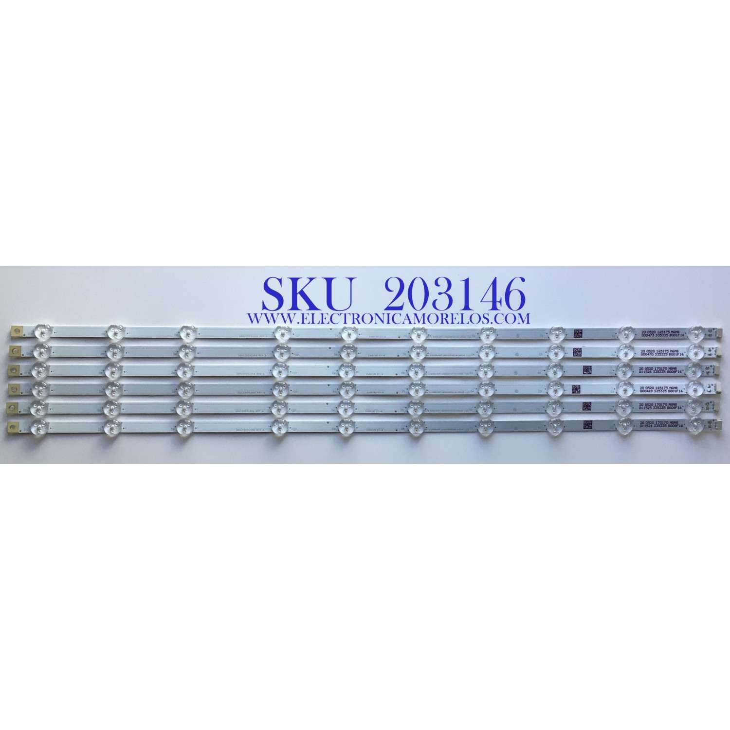 KIT DE LED'S PARA TV SANYO  (6 PIEZAS) / NUMERO DE PARTE  UDULEDEVL008 / LBM650M1001-IN-1(HF)(O) / UDULEDEVL008 REV.A / E466169  XY-M / PANEL HV650QUB-N9E / MODELO FW65R70F   A