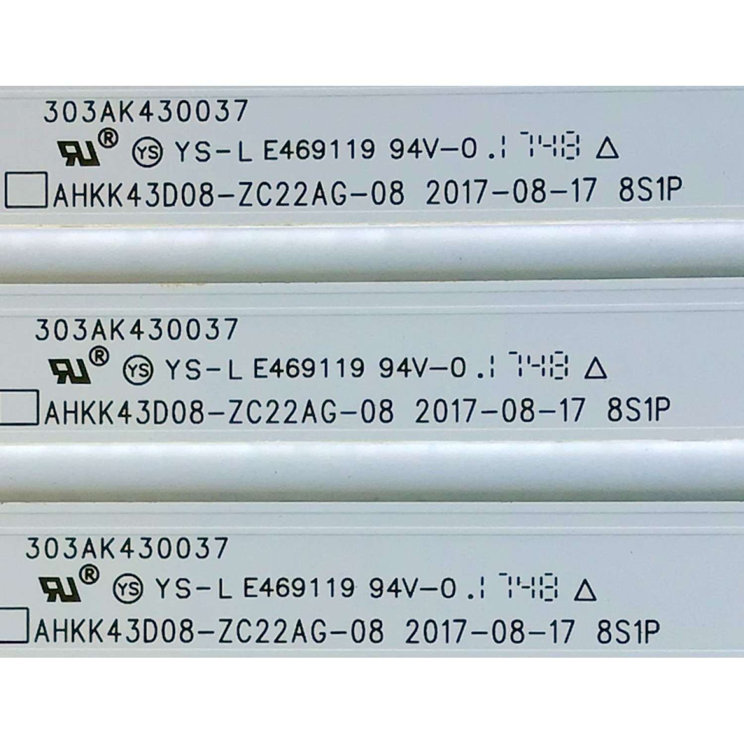 KIT DE LED'S PARA TV (3 PIEZAS) / NUMERO DE PARTE 303AK430037 / AHKK43D08-ZC22AG-08 / YS-L  E469119  94V-0 / PANEL LC430EGY (SK)(M3) / MODELO 43" - Imagen 3