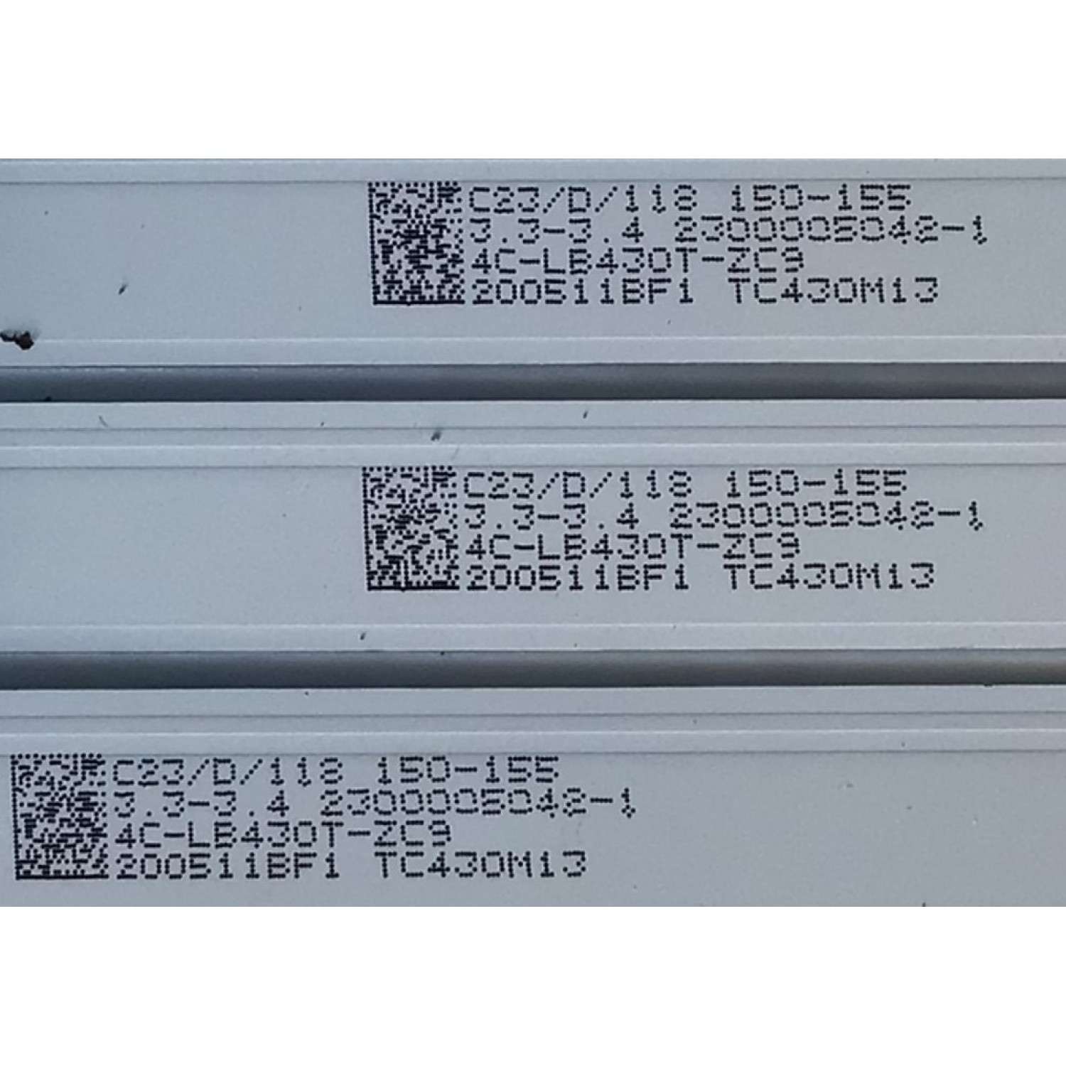 KIT DE LED'S PARA TV HITACHI (3 PIEZAS) / NUMERO DE PARTE  303TC430040 / TCL43D07-ZC62AG-03 / 4C-LB430T-ZC9 / TC430M13 / 200511BF1 / PANEL LVF430PADX E0090 / MODELO 43D33 - Imagen 4