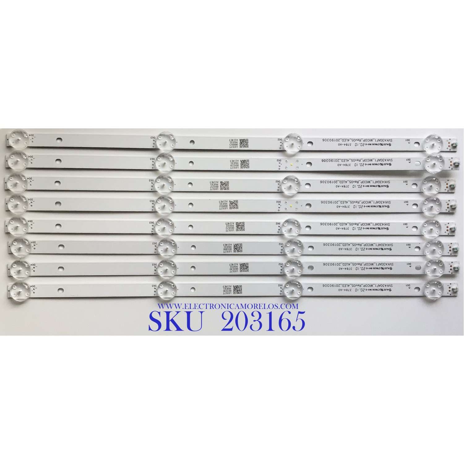 KIT DE LED'S PARA TV TOSHIBA (8 PIEZAS) / NUMERO DE PARTE  SVK430AF1_WICOP_REV05_4LED_20190306 / A114E3 / E78030 / 3784-0A / L0317T / M1EX1 / PANEL K430WDRD / MODELO TF-43A810U21