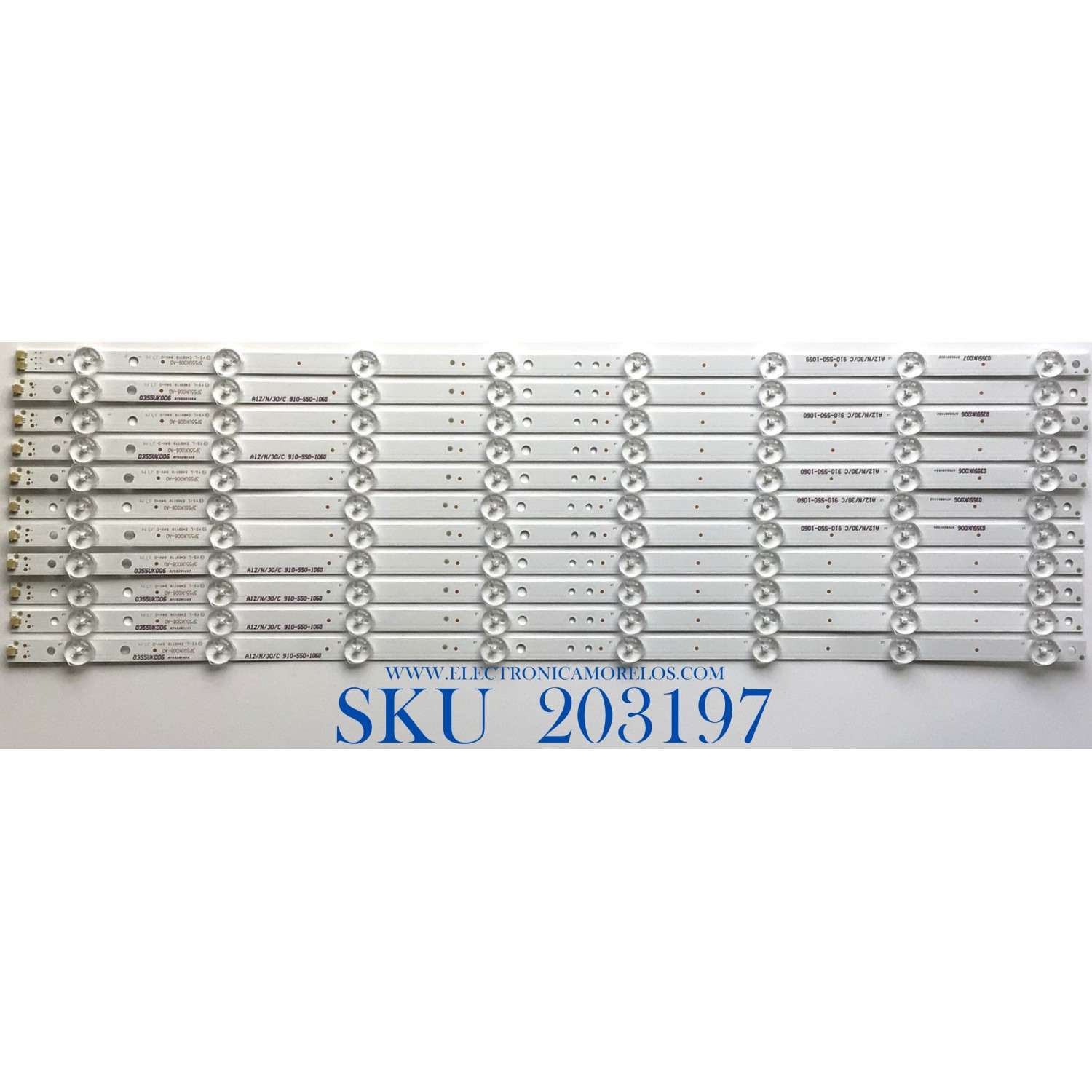 KIT DE LED'S PARA TV WESTINGHOUSE / ELEMENT (11 PIEZAS) / 3P55UK008-A0 / 3P55UK009-A0 / 0355UK009 / 0355UK010 / 0355UK006 / 0355UK007 / E469119 / PANEL T550-0UK-DLED / MODELO WA55UFA1001 G0V0Q / EL4KAMZ5517