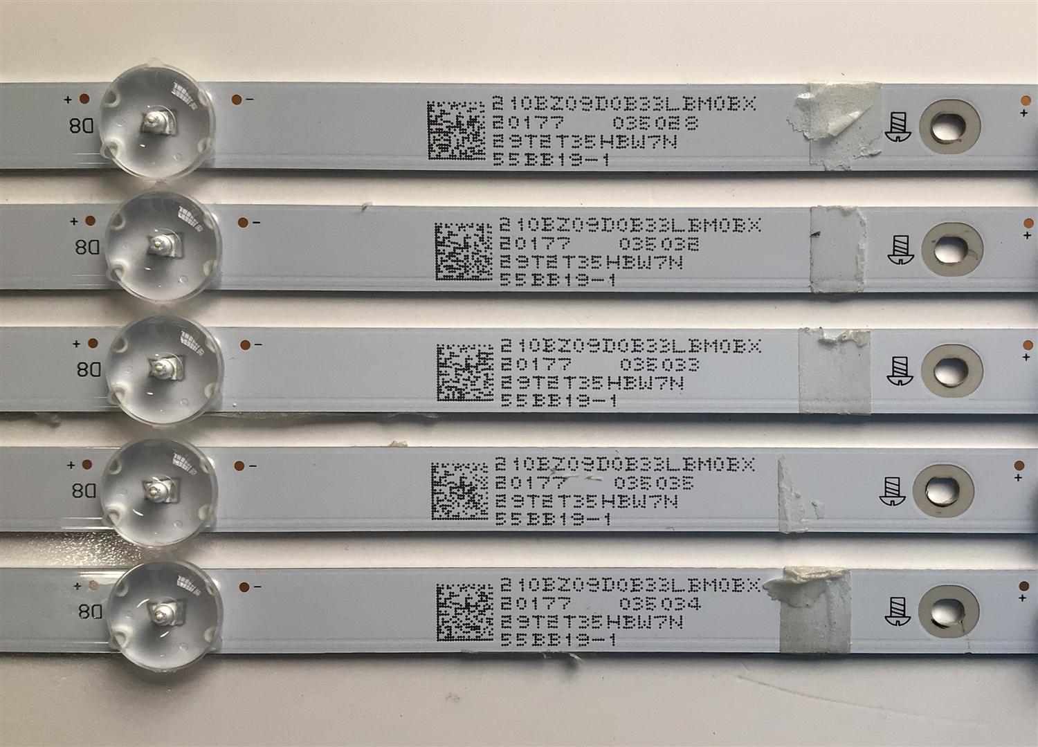 KIT DE LED'S PARA TV INSIGNIA (5 PIEZAS) / NUMERO DE PARTE LB-DM3030-GJBBY555X9BB19-2-J / 210BZ09D0B33LBM0BX / 28T0T33FBW7N / 55B19-1 / PANEL TPT550U2-D132.L REV:S21C / TPT550U2-D132.L REV:S21B / MODELO NS-55DF710NA21 - Imagen 4