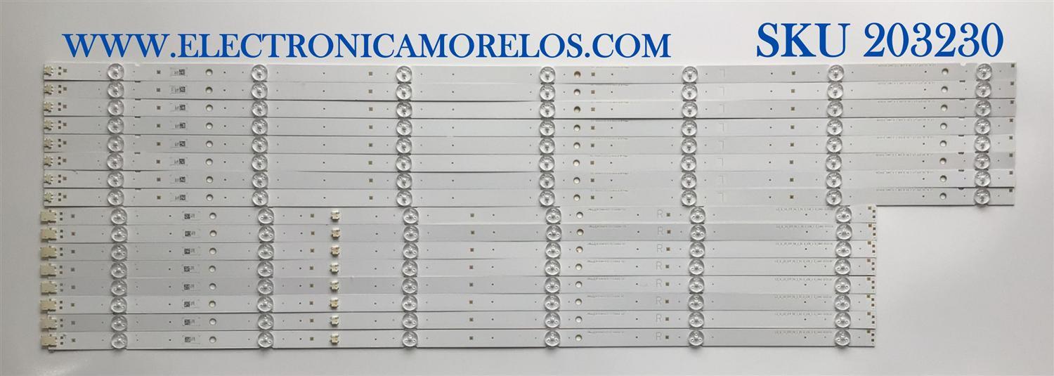 KIT DE LED'S PARA TV SONY (16 PIEZAS) / NUMERO DE PARTE L3_3L_G5_CFP_R6_1_R1.0/L3_3L_CFP_L7_1_R1.0 / LM41-01011A / LM41-01012A / L3_3L_G5_CFP_R6_1_R1.0_U3K_1.0 / L3_3L_G5_CFP_L7_1_R1.0_U3K_1.0 / PANEL YSAF075CNU01 / MODELO KD75X750H / KD-75X750H