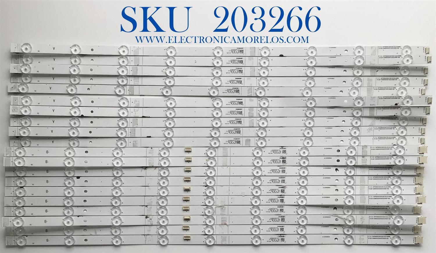 KIT DE LED'S PARA TV HISENSE (20 PIEZAS) / NUMERO DE PARTE SVH650AC5 / CRH-BX65S3U51R303020098C0-REV1.6 / CRH-BX65S3U51L303020098C0-REV1.6 / SVH650AC5-R / SVH650AC5-L / PANEL HD650V3V51-TAL3/S2/FJ/GM/ROH / MODELO 65H8F