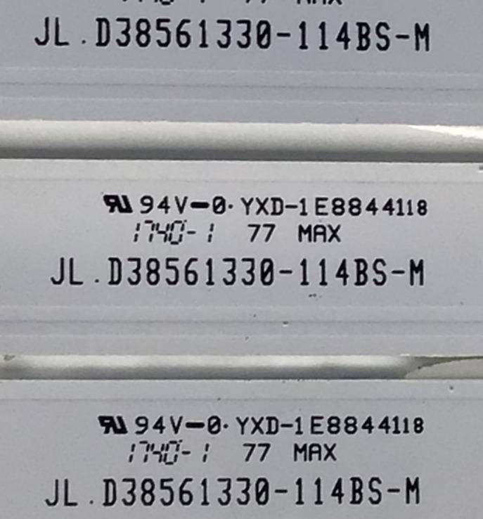 KIT DE LED'S PARA TV ELEMENT (3 PIEZAS) / NUMERO DE PARTE JL.D38561330-114BS-M / 8149010039004 / 18BE530 / PANEL CN385CN9520 / MODELOS  ELSW3917BF / ELSW3917BF K7D1M - Imagen 3