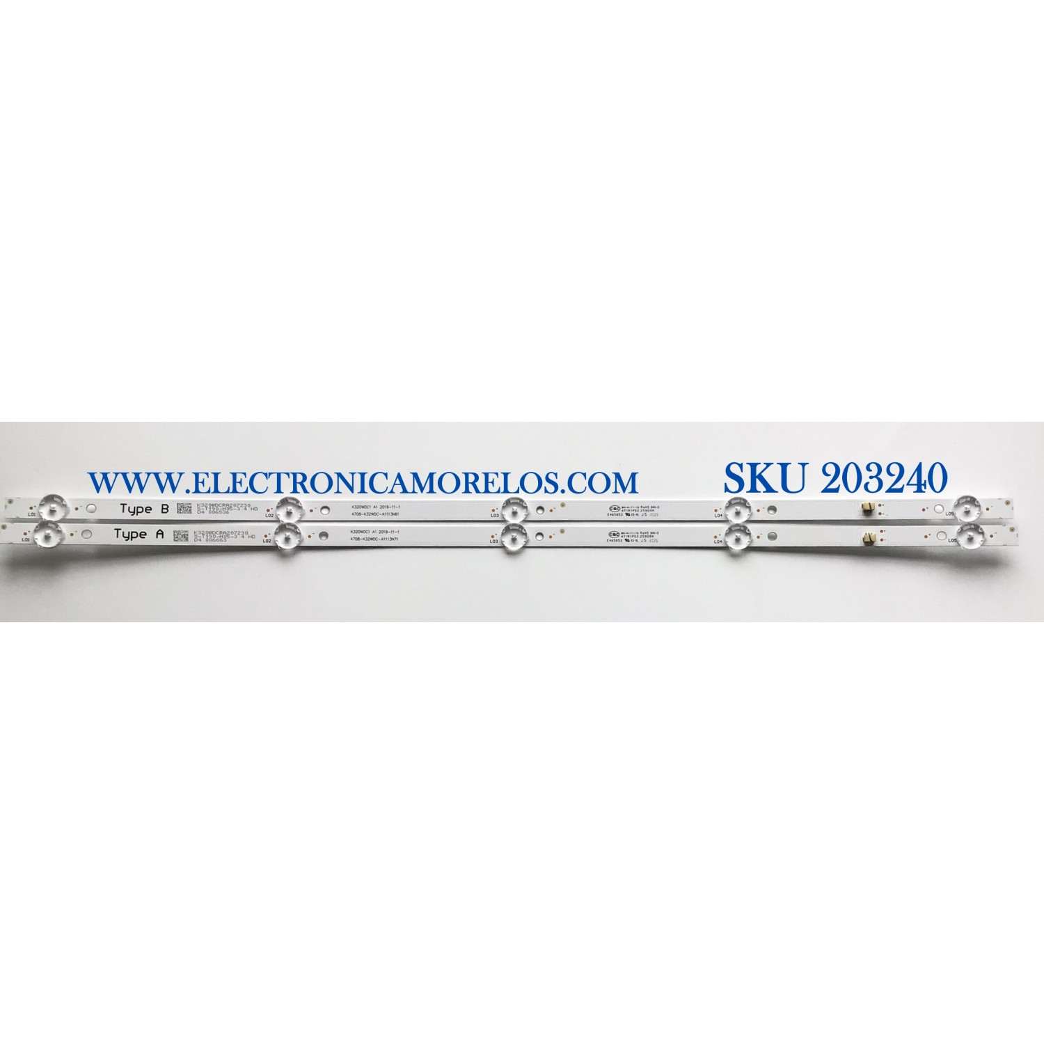  KIT DE LED'S PARA TV TOSHIBA (2 PIEZAS) / NUMERO DE PARTE K320WDC1 / 4708-K32WDC-A1113N71 / 4708-K32WDC-A1113N61 / 471R1P53 / 25909A / PANEL K320WDCRA-HN2004A / MODELO 32LF221U21 / TF-32A710U21