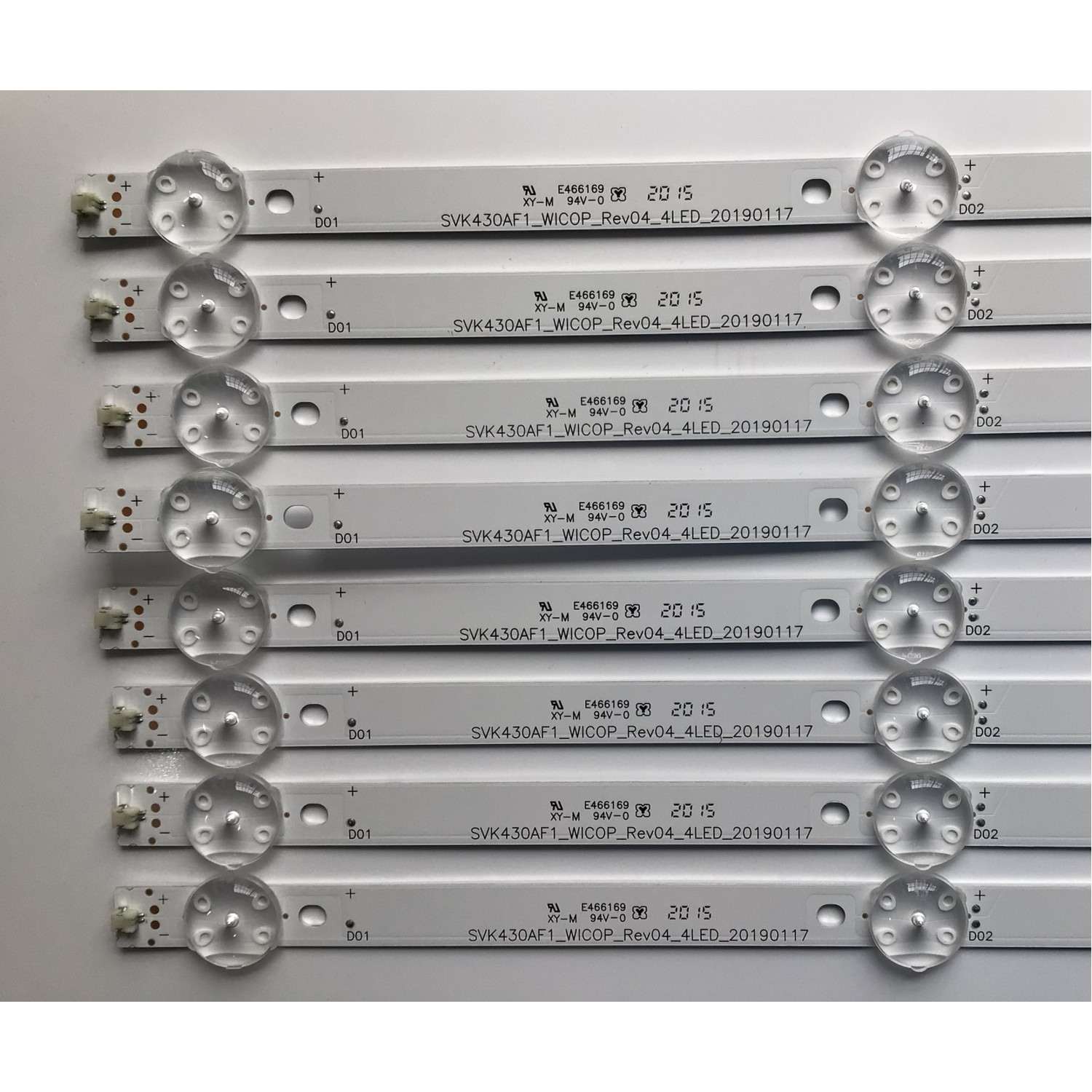 KIT DE LED'S PARA TV TOSHIBA (8 PIEZAS) / NUMERO DE PARTE SVK430AF1_WICOP_REV04_4LED_20190117 / L0425T / M1EX1 / A114E3 / PANEL K430WDRD / MODELO TF-43A810U21 - Imagen 2