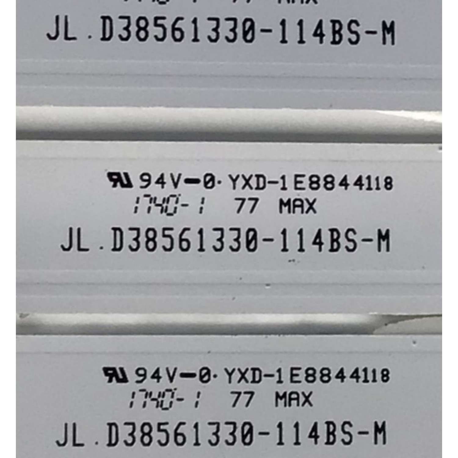 KIT DE LED'S PARA TV ELEMENT (3 PIEZAS) / NUMERO DE PARTE JL.D38561330-114BS-M / 8149010039004 / 18BE530 / PANEL CN385CN9520 / MODELOS  ELSW3917BF / ELSW3917BF K7D1M - Imagen 3