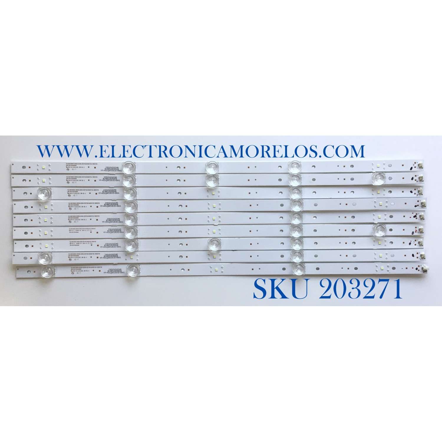 KIT DE LED'S PARA TV ELEMENT (9 PIEZAS) / NUMERO DE PARTE 261501004580 / 12-50C800-3030-5X9-0D18-540X15-180319 / YF-H01Q003JDJD-0001 / 230101010240 / PANEL CN500NC050 / MODELO E2SW5018