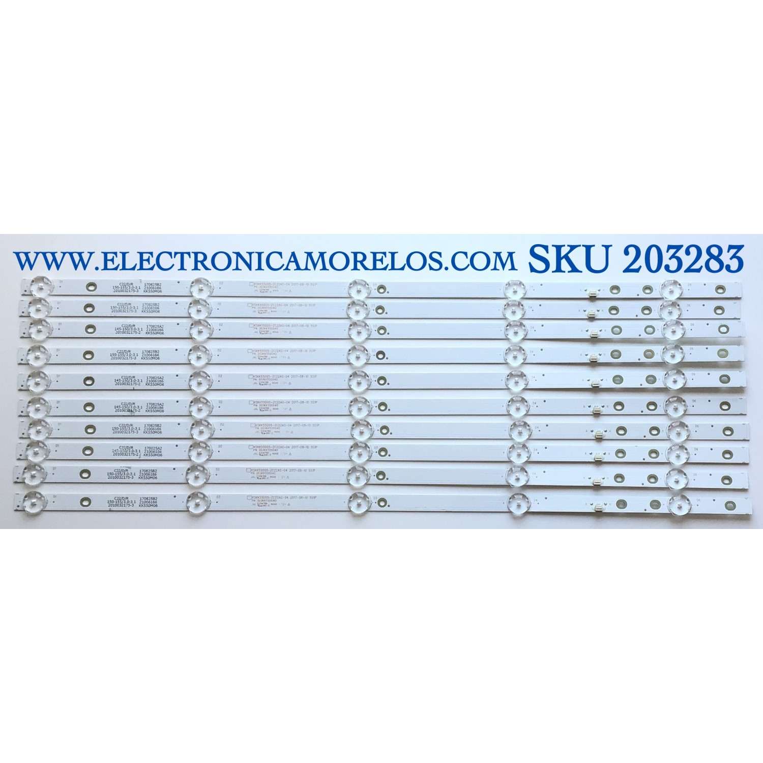 KIT DE LED'S PARA TV ELEMENT (10 PIEZAS) / NUMERO DE PARTE 303KK550040 / KSKK55D05-ZC22AG-04 / KK550M07 / 170830A2 / PANEL'S MD5533YTAF / MD5534YTAF / MD5532YTSF / MD5541YTCF / MD5535YTAF / MD5536YTAF / MODELOS ELEFW5517 / ELEFW5518