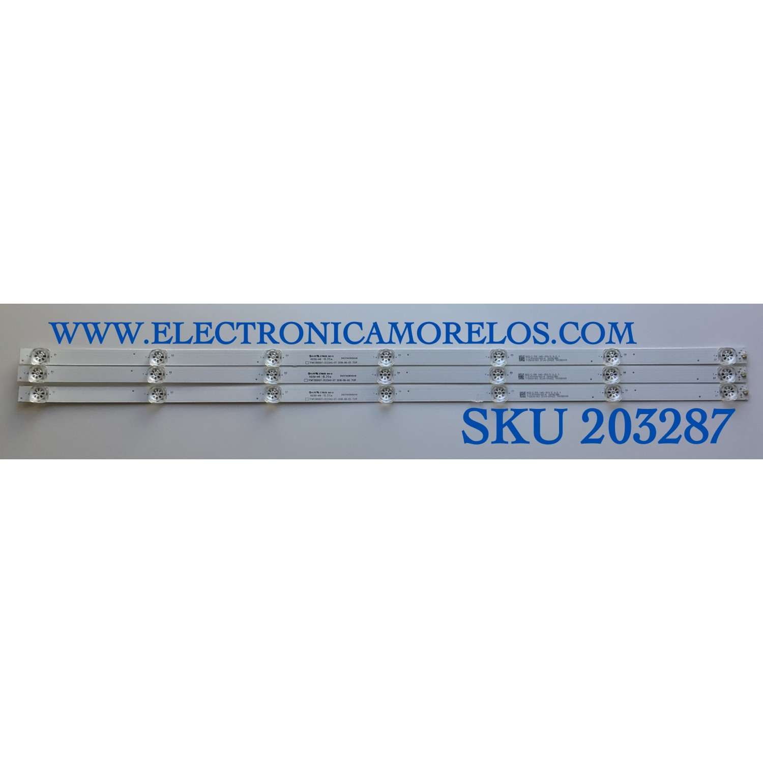 KIT DE LED'S PARA TV ELEMENT / AVGO (3 PIEZAS) / NUMERO DE PARTE 303TH395040 / TFMT395D07-ZC23AG-07 / TH395M09 / 112600163 / PANEL T395-TAF-DLED / MODELOS ELST4017 J8H0M / E2SW3918 / ELSW3917BF / NP4P0
