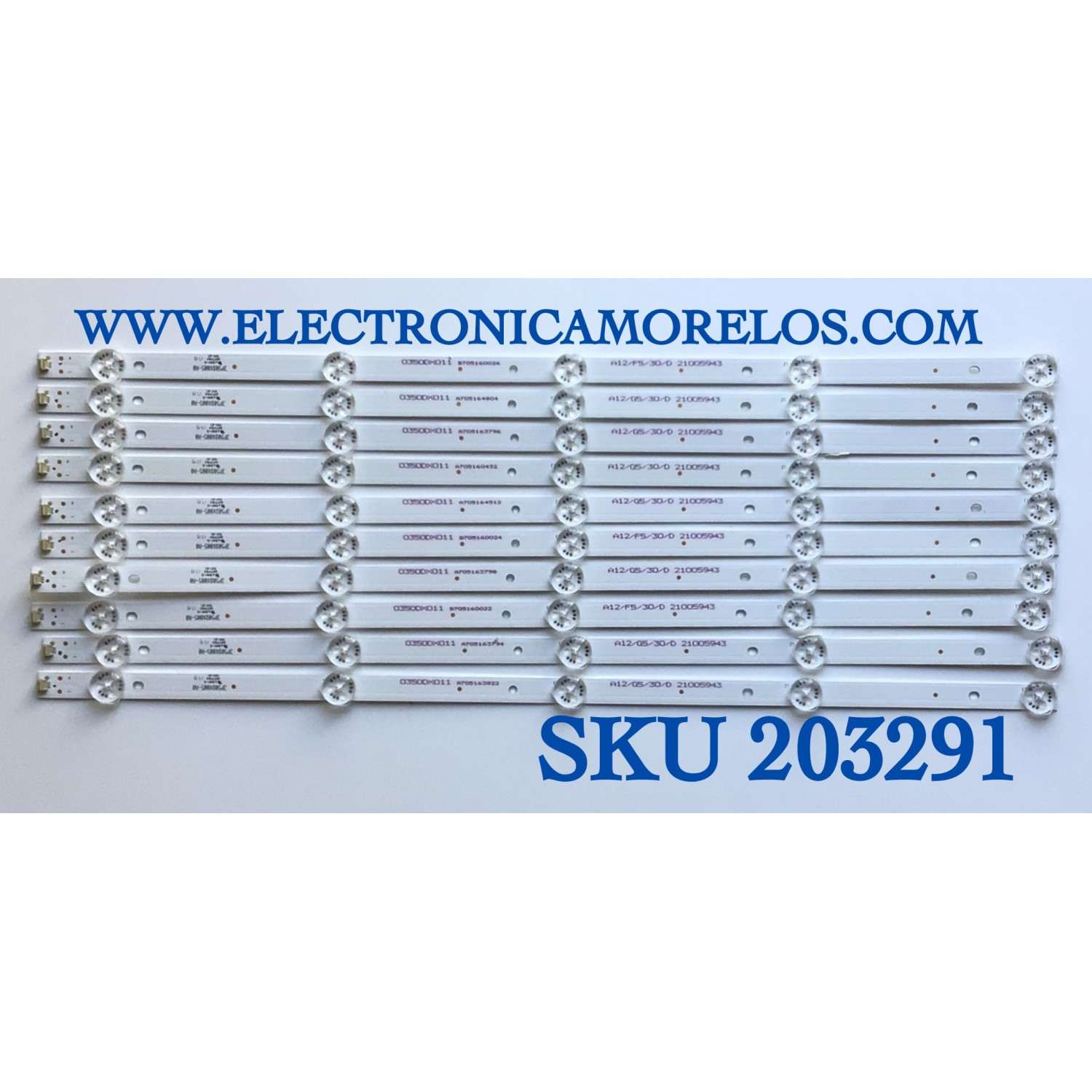 KIT DE LED'S PARA TV ELEMENT (10 PIEZAS) / NUMERO DE PARTE 3P50DX005-A0 / 21005943 / 0350DX011 / A12/G5/30/D / PANEL'S MD5005YTIF / MD5008YTIF / MD5004YTIU / MD5006YTIF / MODELO ELFW5017