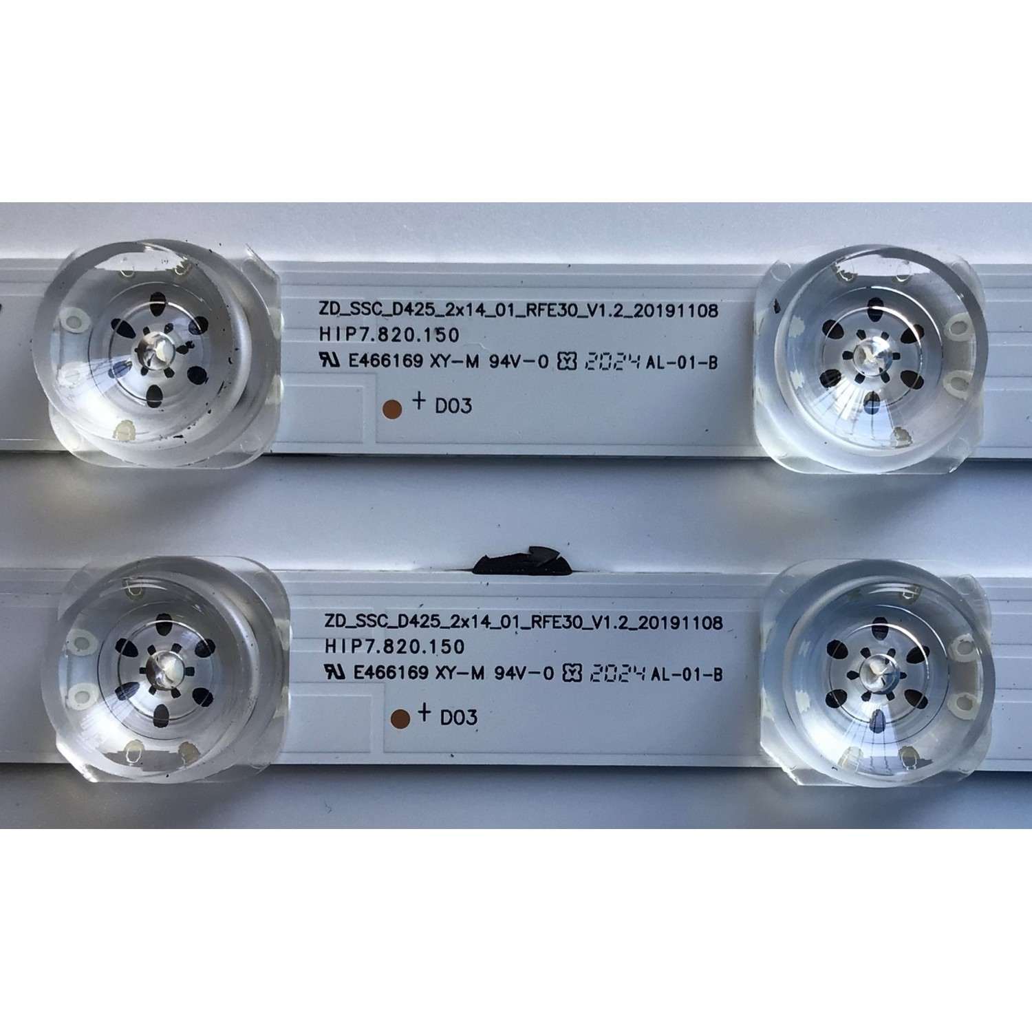 KIT DE LED'S PARA TV HISENSE (2 PIEZAS) / NUMERO DE PARTE HD425X1U81-T0L3+2019110801+SVH425A11 / ZD_SSC_D425_2X14_01_ RFE30_V1.2_20191108 / HIP7.820.150 / 1232141 / E466169 / PANEL HD425X1U51-T0L3/S0/GM/R0H / MODELO 43R6090G5 - Imagen 2