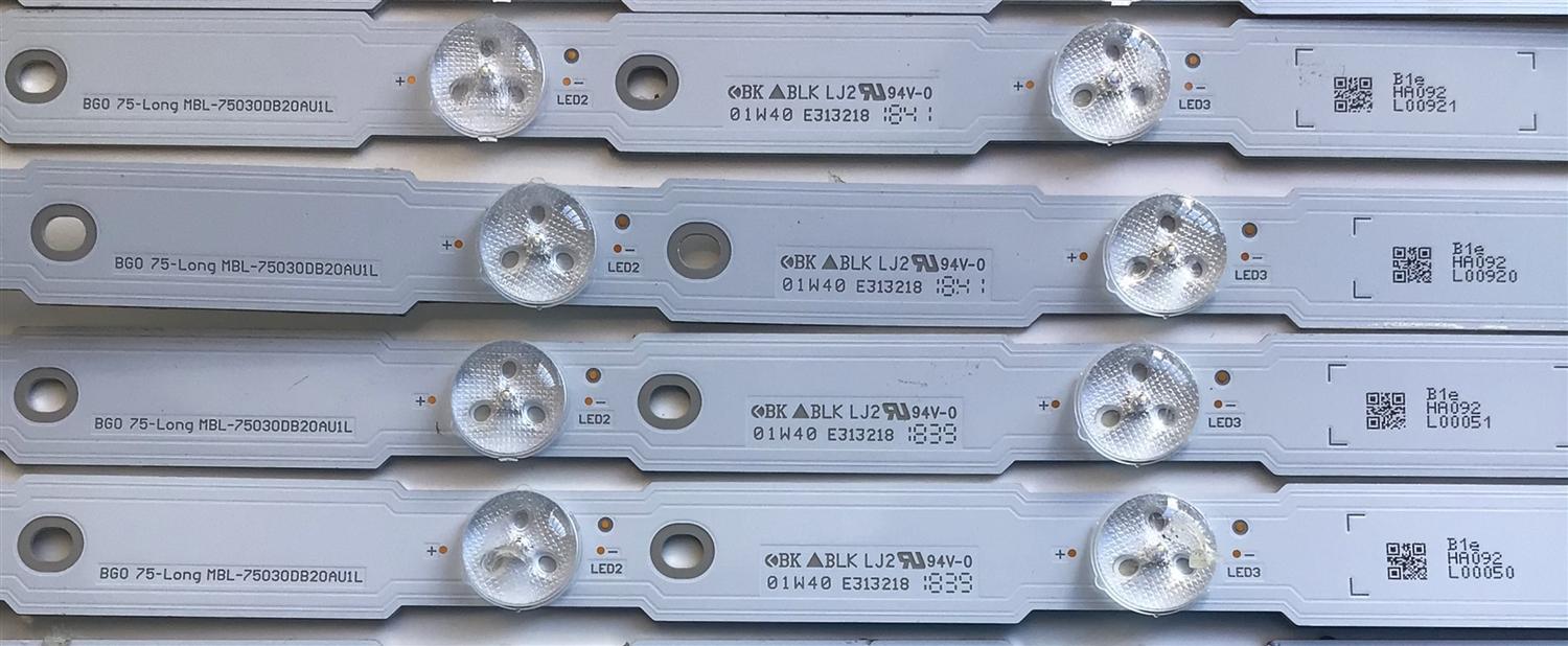 KIT DE LEDS PARA TV SONY ORIGINAL 24 PIEZAS / NUMERO DE PARTE 75030DB20AU1 / MBL-75030DB20AU1L / MBL-75030DB20AU1R / E313218 / PANEL YD9S075DTU01 / MODELO XBR-75X950G / XBR75X950G - Imagen 2