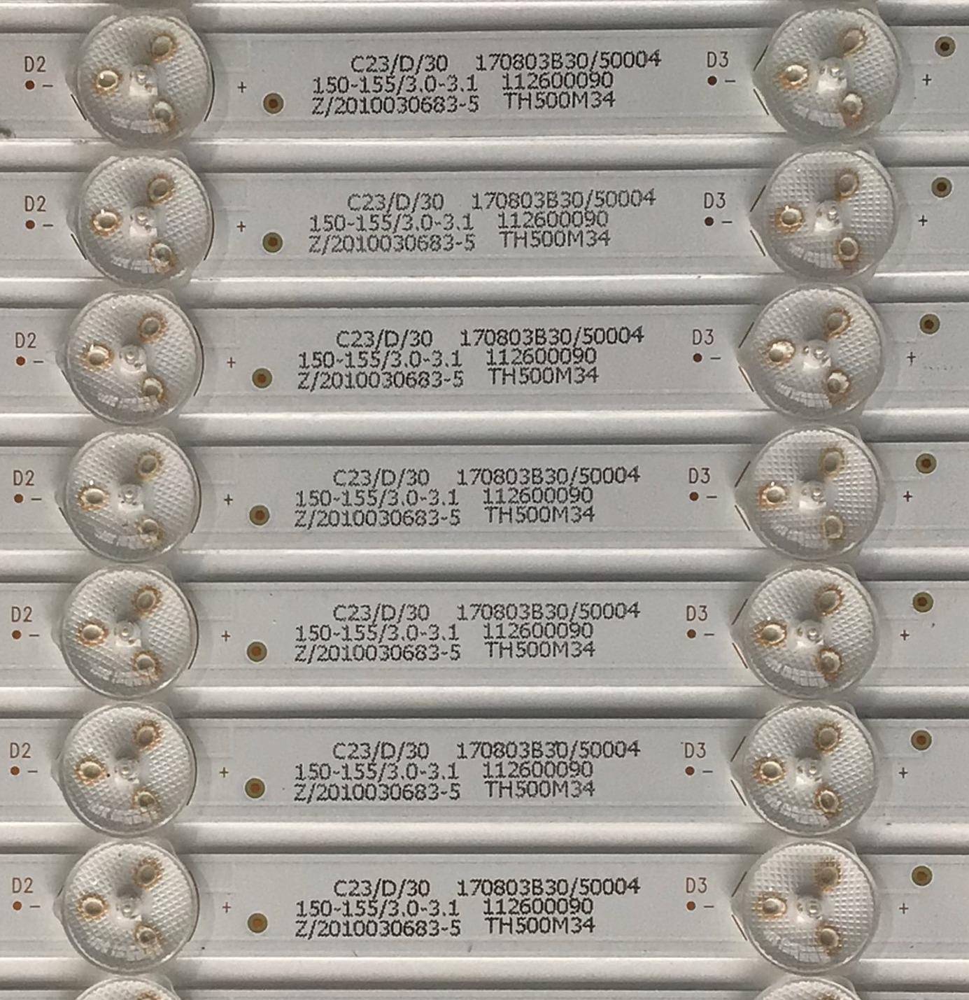 KIT DE LED'S PARA TV ELEMENT (12 PIEZAS) / NUMERO DE PARTE 303TH500060 / TFMT50D07-ZC22AG-01 / TH500M34 / PANEL T500-0UK-DLED / MODELO EL4KAMZ5017T - Imagen 4