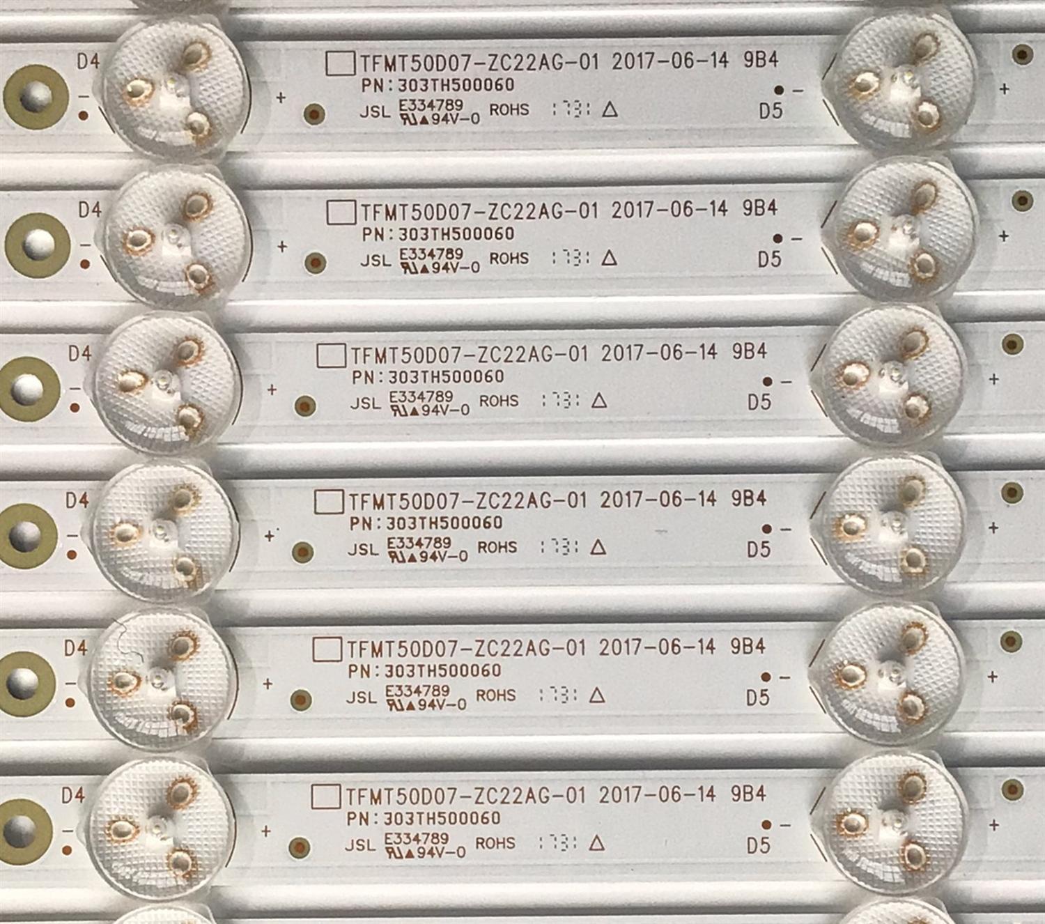 KIT DE LED'S PARA TV ELEMENT (12 PIEZAS) / NUMERO DE PARTE 303TH500060 / TFMT50D07-ZC22AG-01 / TH500M34 / PANEL T500-0UK-DLED / MODELO EL4KAMZ5017T - Imagen 3