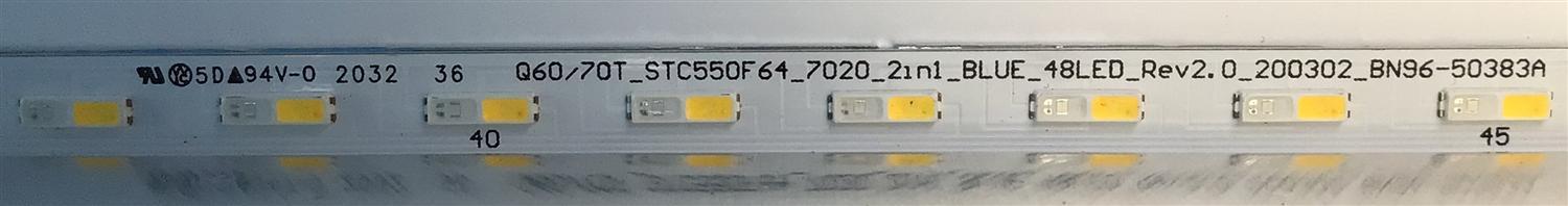 LED PARA TV SAMSUNG (1 PIEZA) / NUMERO DE PARTE BN96-50383A / 50383A / Q60/70T_STC550F64_7020_2IN1_BLUE / 48LED_REV2.0_200302 / BN61-15485A / PANEL'S CY-RT055HG / MODELOS QN55Q6DTAFXZA / QN55Q60 / QN55Q6DTAFXZA CD02 / ((MEDIDAS 1.21M X 12CM)) - Imagen 3