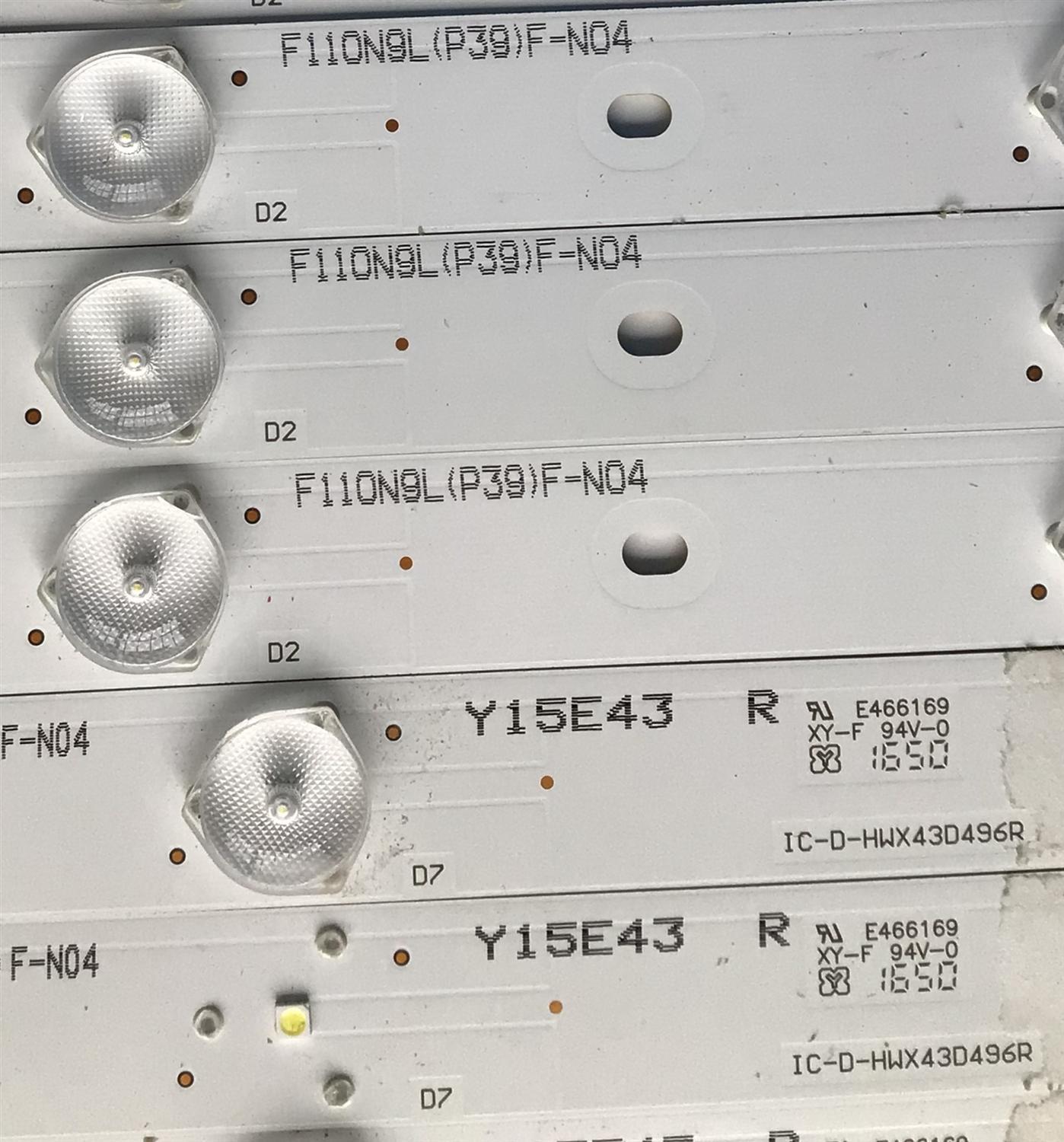 KIT DE LED'S PARA TV VIZIO (10 PIEZAS) / NUMERO DE PARTE IC-D-HWX43D496 / IC-D-HWX43D496L / IC-D-HWX43D496R / 056.38005.0531 / PANEL T430HVN01.0 / MODELO D43-D2 - Imagen 4