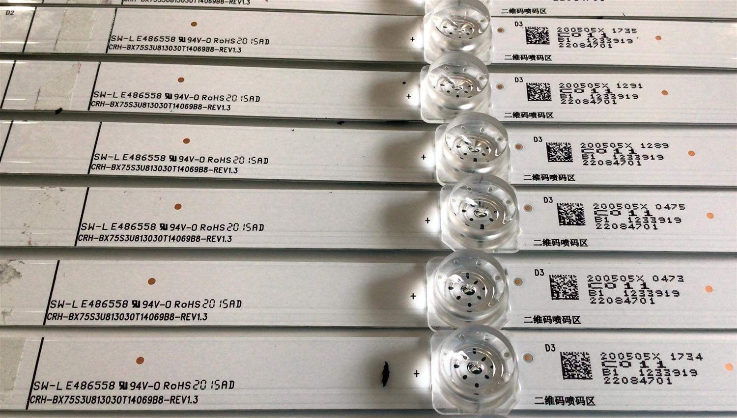 KIT DE LED'S PARA TV HISENSE (14 PIEZAS) / NUMERO DE PARTE SVH750A76 / CRH-BX75S3U813030T14069B8-REV1.3 / HD750S3U81-TAB1 / LE486558 / 2019103001 / PANEL HD750S3U72-TAB1\S2\GM\ROH / HV750QUB-F90 MODELOS 75H6570G / 75R6E3 - Imagen 2