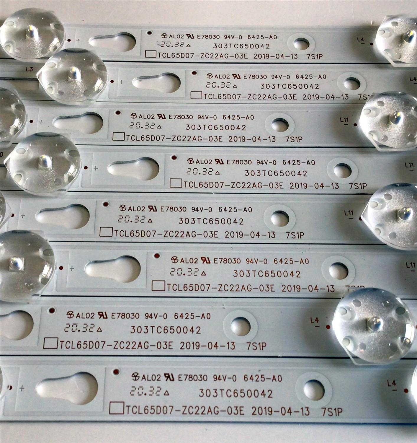 KIT DE LED'S PARA TV RCA (8 PIEZAS) / NUMERO DE PARTE 303TC650042 / TCL65D07-ZC22AG-03E / TC650M13 / 4C-LB650T-ZC9 / PANEL LVU650CSDX / MODELO RTRV 6527-C-US - Imagen 3