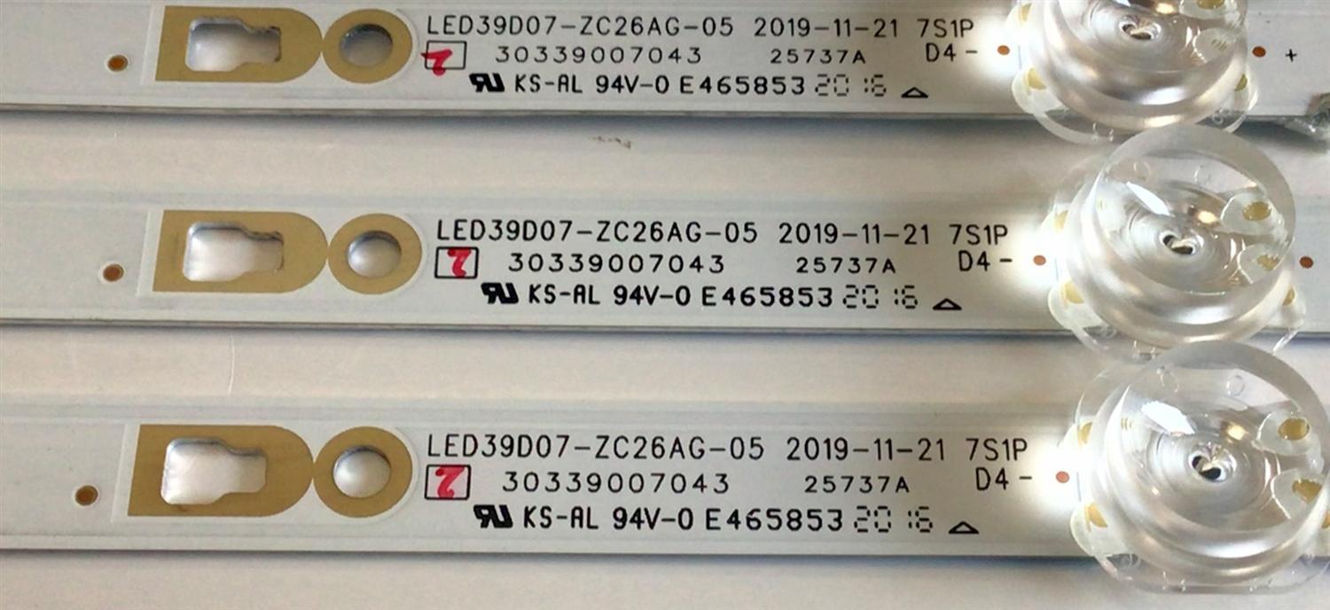KIT DE LED'S PARA TV INSIGNIA (3 PIEZAS) / NUMERO DE PARTE 30339007043 / 30339007043D / LED39D07-ZC26AG-05 / 39000M82 / 25737A / 200520BB07 / PANEL LC390TA2A / MODELO NS-39DF310NA21 - Imagen 2