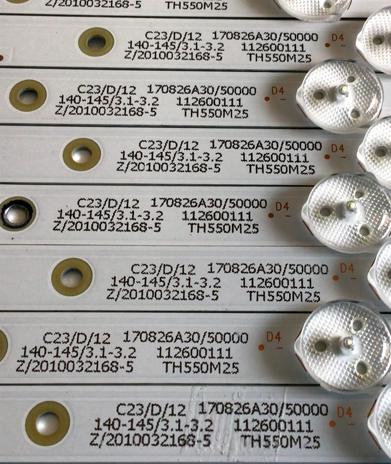 KIT DE LED'S PARA TV ELEMENT (10 PIEZAS) / NUMERO DE PARTE 303TH550073 / TFMT55D06-ZC22AG-03 / TH550M25 / 112600111 / PANEL T550-V35-DLED / MODELO E4J5517BF - Imagen 2