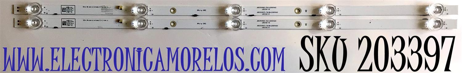 KIT DE LED'S PARA TV HISENSE (2 PIEZAS) / NUMERO DE PARTE LB32129 / LB32129 V0 / LB32129 V1 / JHD315V1H01-TXL1+2019111401 / JHD315V1H73-TXL1B1+2019111401 / PANEL JHD315V1H01-TXL1/S0/GM/ROH / MODELO 32H4030F1