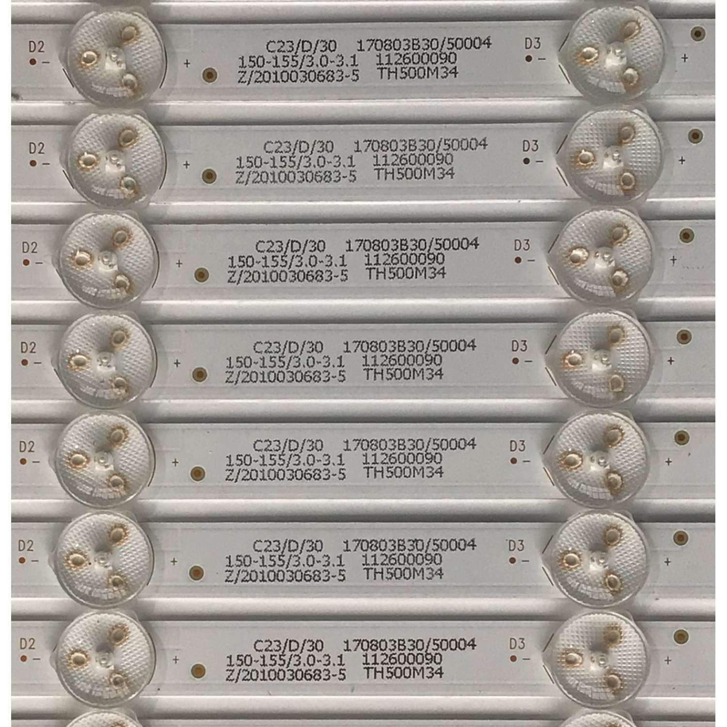 KIT DE LED'S PARA TV ELEMENT (12 PIEZAS) / NUMERO DE PARTE 303TH500060 / TFMT50D07-ZC22AG-01 / TH500M34 / PANEL T500-0UK-DLED / MODELO EL4KAMZ5017T - Imagen 4