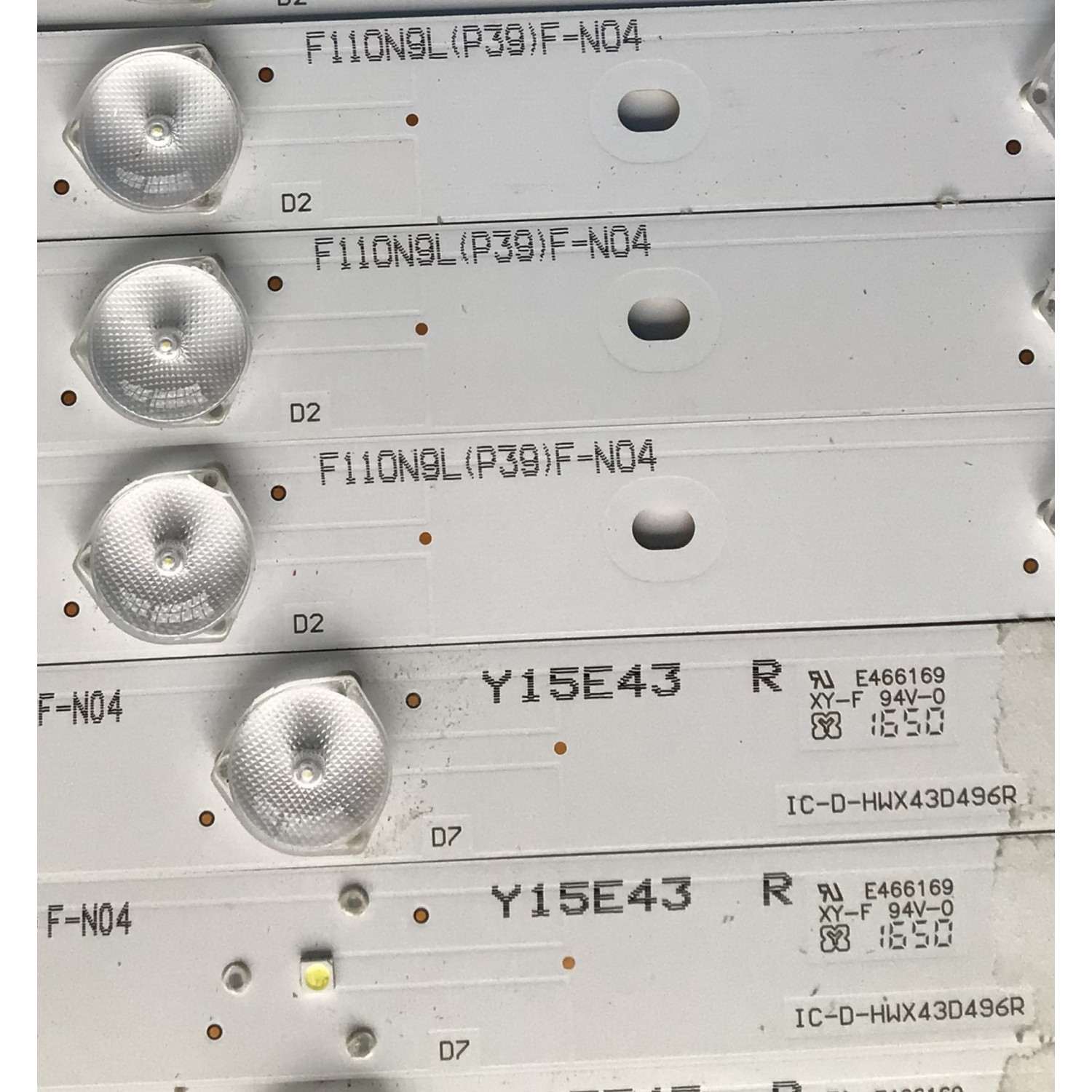 KIT DE LED'S PARA TV VIZIO (10 PIEZAS) / NUMERO DE PARTE IC-D-HWX43D496 / IC-D-HWX43D496L / IC-D-HWX43D496R / 056.38005.0531 / PANEL T430HVN01.0 / MODELO D43-D2 - Imagen 4