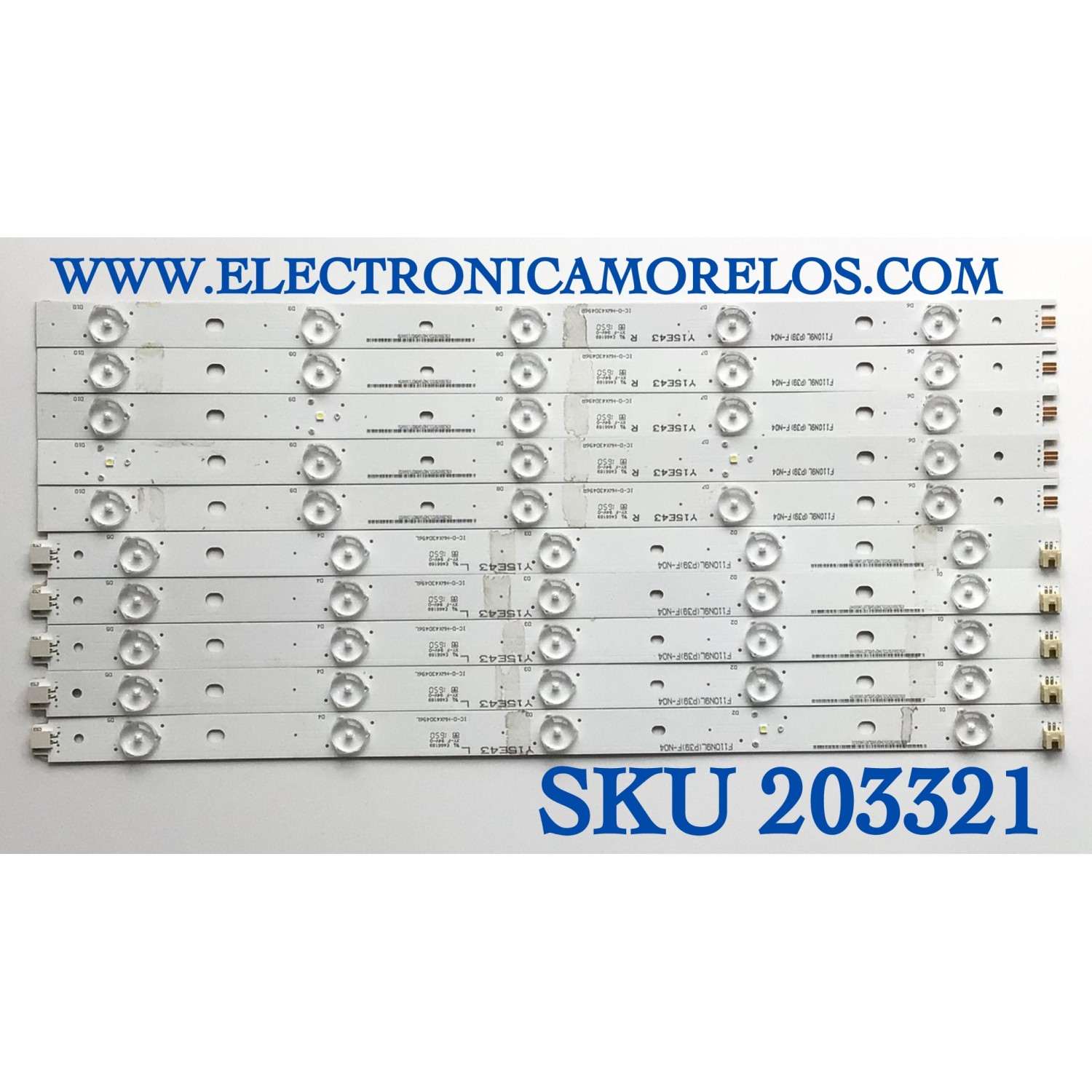 KIT DE LED'S PARA TV VIZIO (10 PIEZAS) / NUMERO DE PARTE IC-D-HWX43D496 / IC-D-HWX43D496L / IC-D-HWX43D496R / 056.38005.0531 / PANEL T430HVN01.0 / MODELO D43-D2