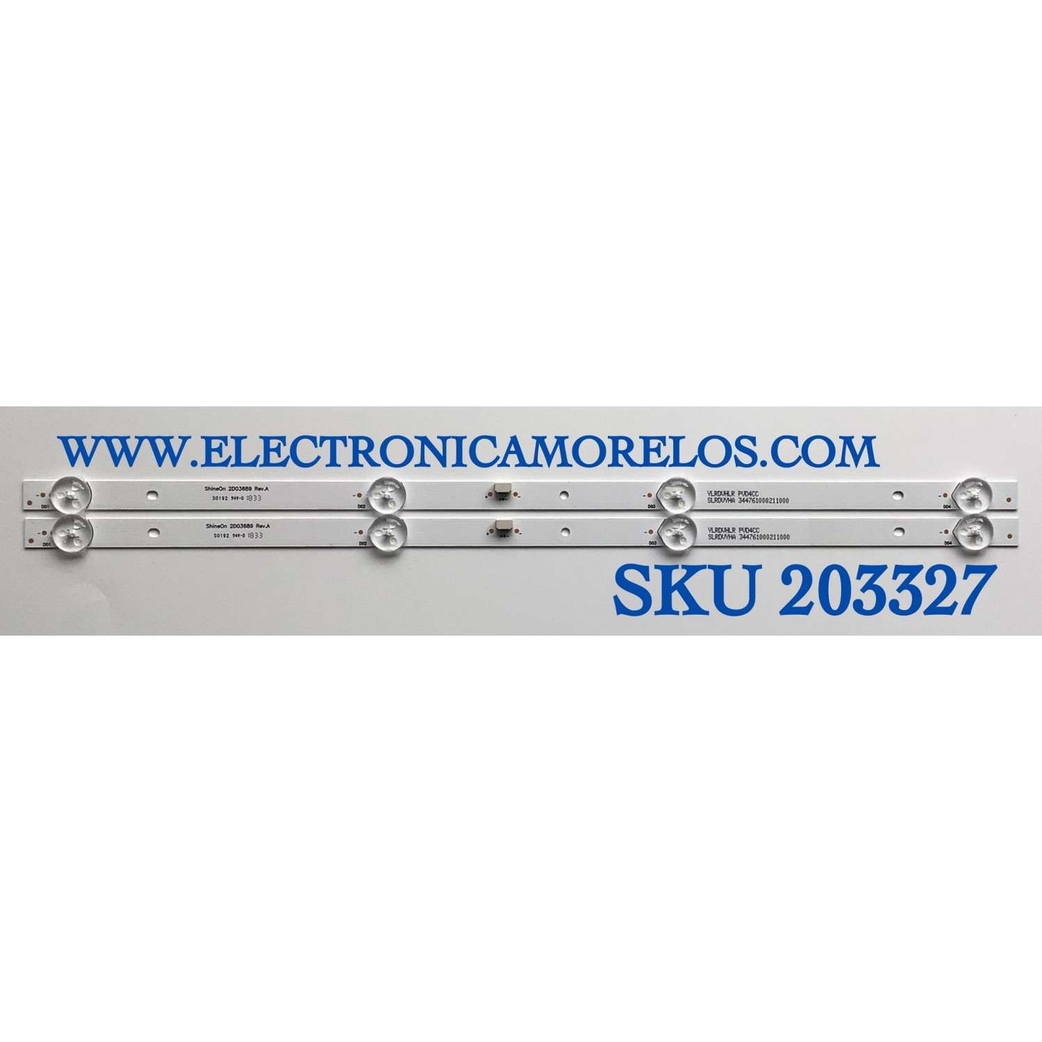 KIT DE LED'S PARA TV INSIGNIA (2 PIEZAS) / NUMERO DE PARTE 2D03689 / SHINEON 2D03689 REV.A / S0192 / SLRDVYHA 34476100021 1000 / YLRDVHLR PVD4CC / PANEL BOEI236WX1 / MODELO NS-24D310NA19