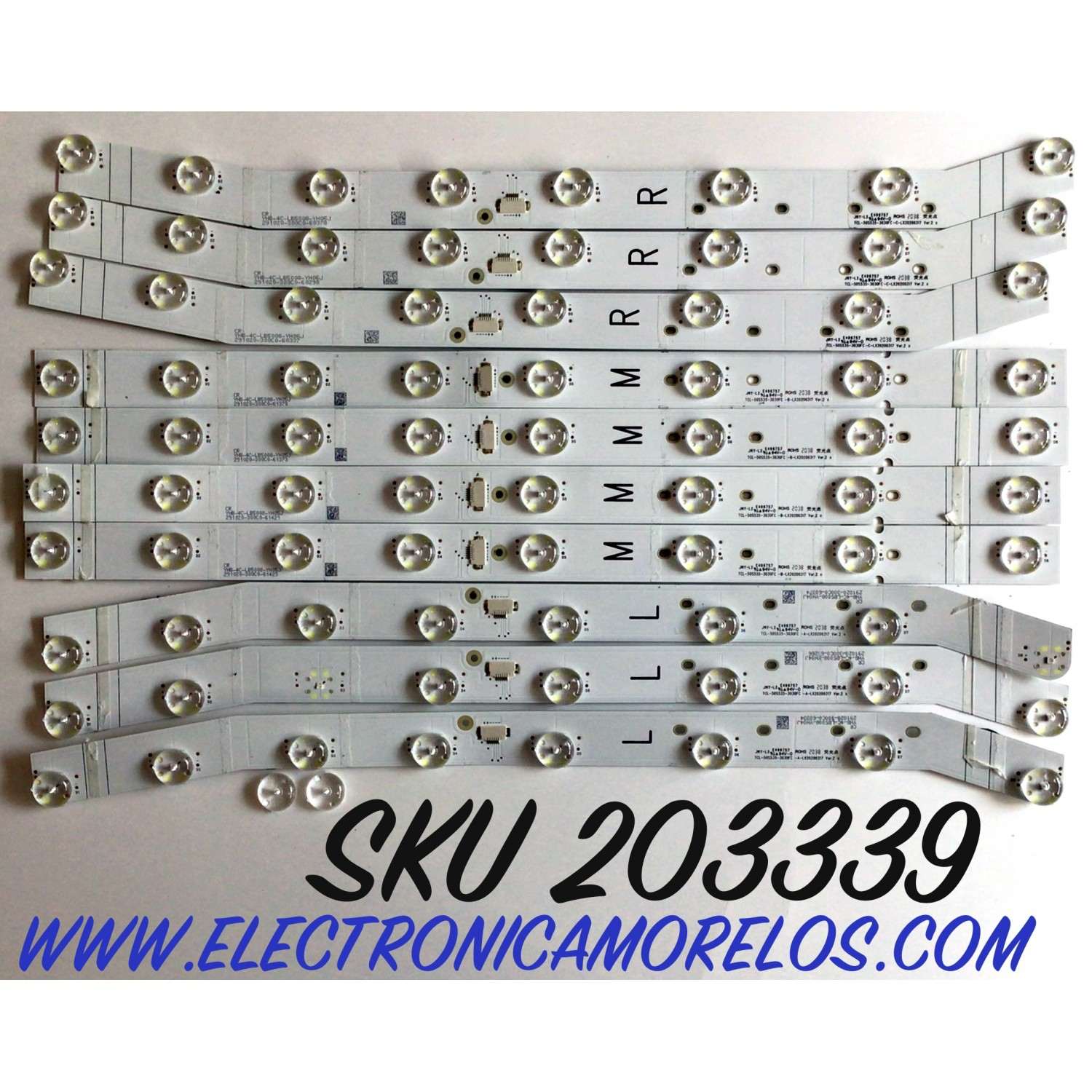 KIT DE LED'S PARA TV TCL (10 PIEZAS) / NUMERO DE PARTE TCL-50S535-3030FC / TCL-50S535-3030FC-C-LX20200317 / TCL-50S535-3030FC-B-LX20200317 / TCL-50S535-3030FC-A-LX20200317 / YHB-4C-LB5008-YH / PANEL LVU500NDL / MODELO 50S535