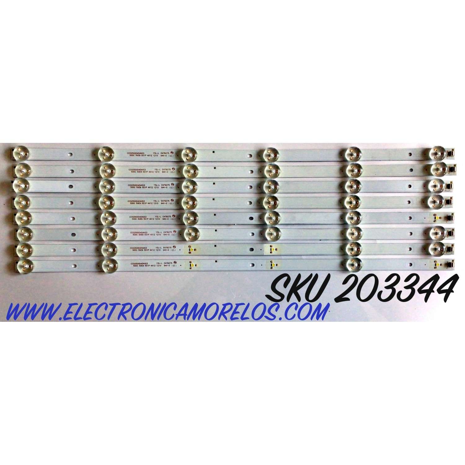 KIT DE LED'S PARA TV PROSCAN (8 PIEZAS) / NUMERO DE PARTE CC02500D454V03 / 500C 50E9 5S1P 4X12 1210 / YSL-L E479275 / PANEL XYD50BA03 / MODELO PLDED5068A-D
