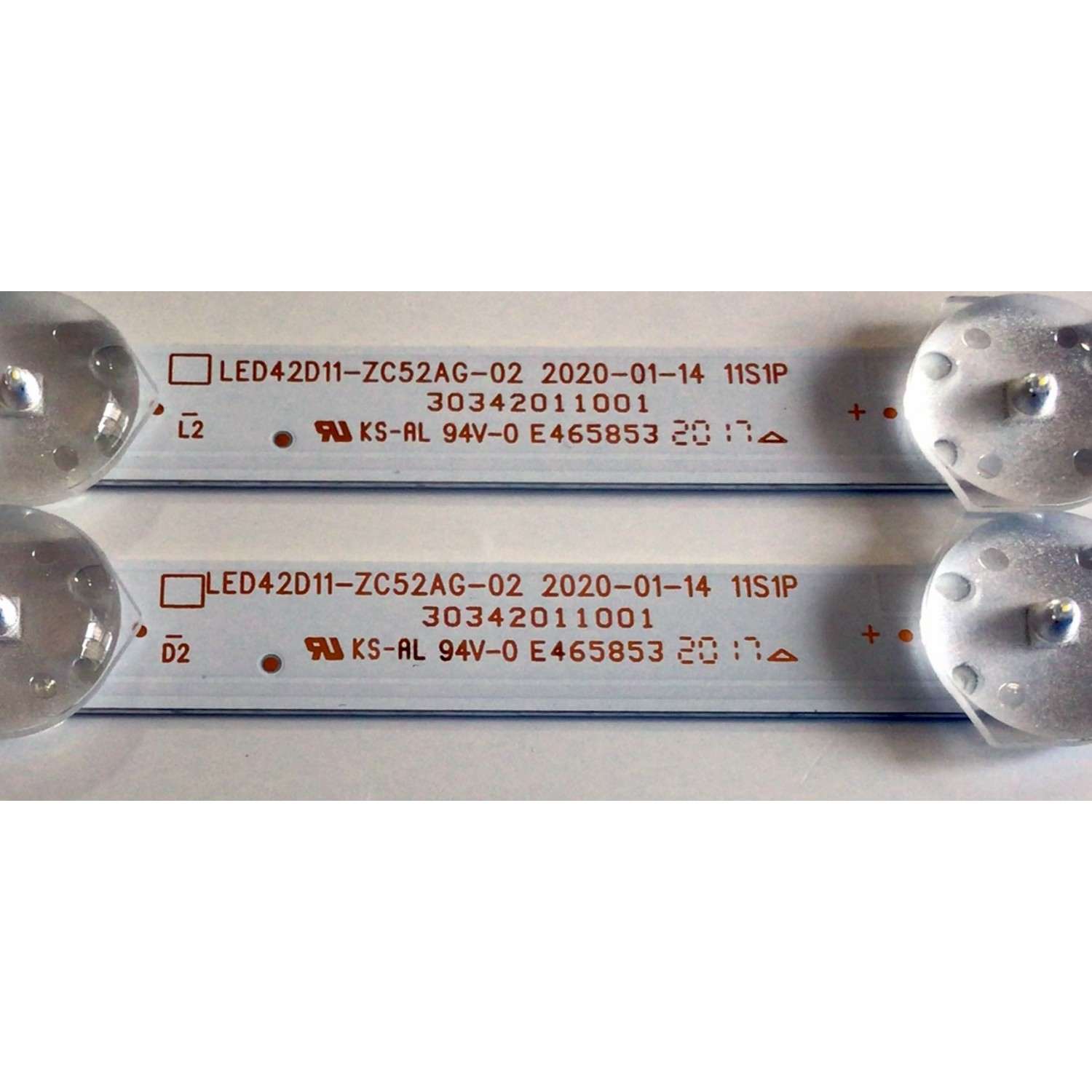 KIT DE LED'S PARA TV ONN ((2 PIEZAS)) / NUMERO DE PARTE LED42D11-ZC52AG-02 / 30342011001 / 42000M59 / PANEL V430DJ1-Q01 / T430QVN03.0 / K430WRD-UF300A / MODELOS 100018254 / 100012584 / E4AA43R / WR43FX2019 - Imagen 2