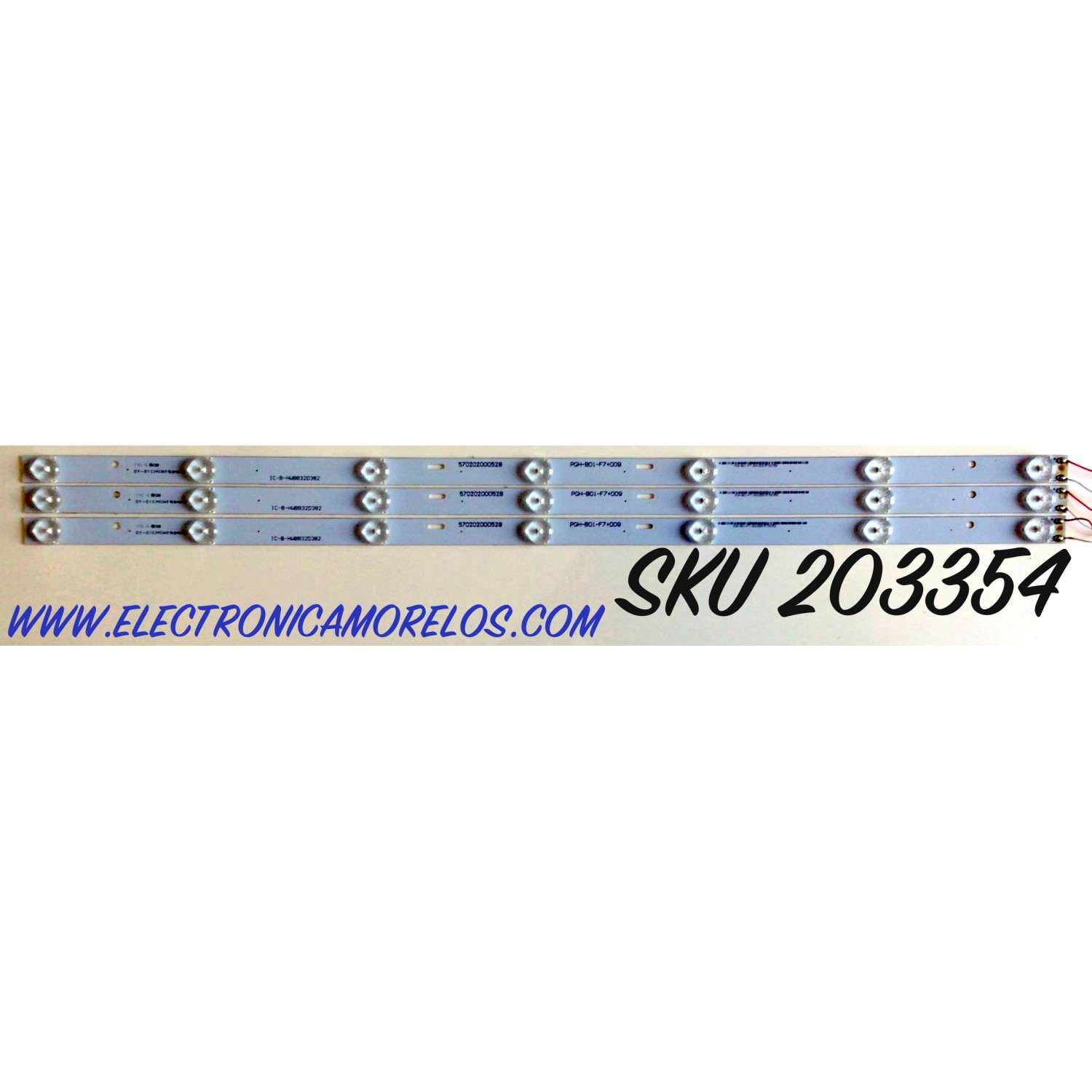 KIT DE LED'S PARA TV INSIGNIA (3 PIEZAS) / NUMERO DE PARTE IC-B-HWBB32D382 / 570202000528 / PGH-B01-F7+009 / PANEL SM315TCA10 D0307  / MODELO NS-32D311NA15