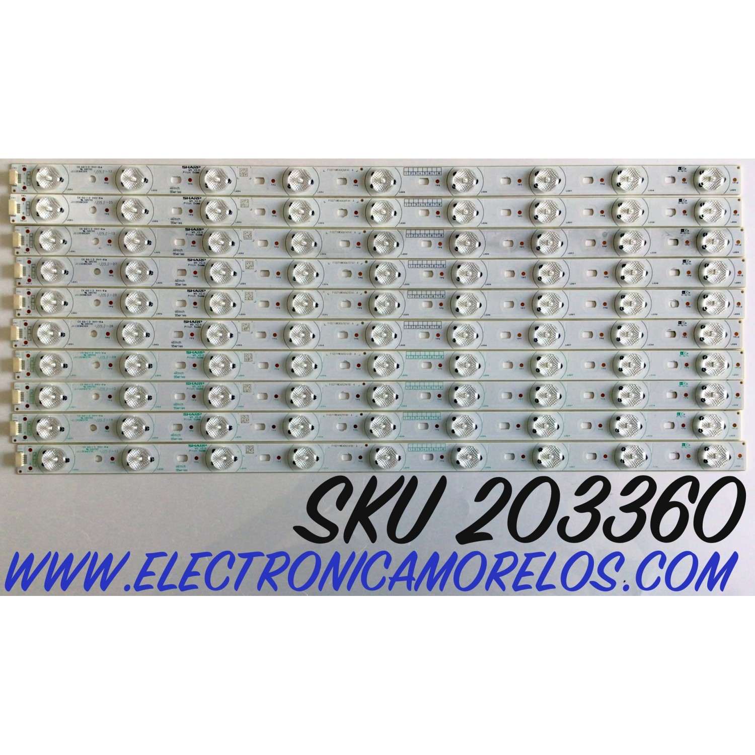 KIT DE LED'S PARA TV RCA (10 PIEZAS) / NUMERO DE PARTE J112E0036A / J112E0037A / SN-AG-CU / CK 66-13 / F102718WCA / F102719WCA / MODELO LED46C55R120Q