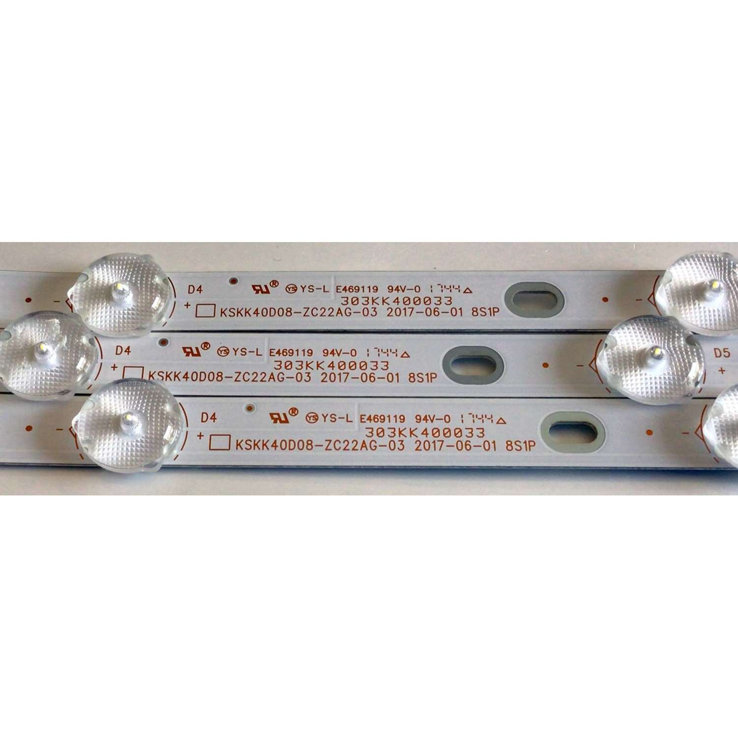 KIT DE LED'S PARA TV  ELEMENT (3 PIEZAS) / NUMERO DE PARTE 303KK400033 / KSKK40D08-ZC22AG-03 / KK400M05 / PANEL MD4012YTSF / MODELOS ELFW4017BF / ELST4017 J7G5M - Imagen 4