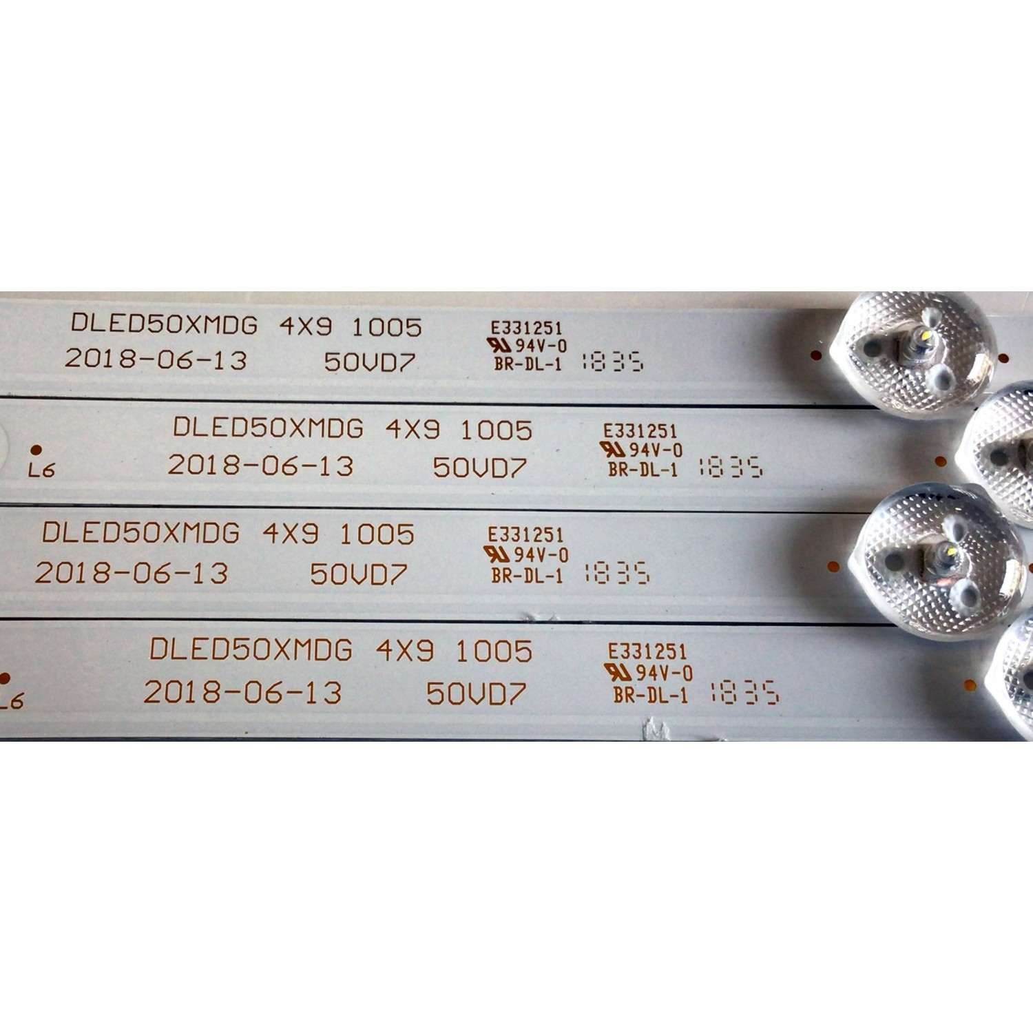 KIT DE LED'S PARA TV ELEMENT (4 PIEZAS) / NUMERO DE PARTE DLED50XMDG / DLED50XMDG 4X9 1005 / 50VD7 / A050150VD7040901 / PANEL CV500U1-T01 / MODELOS E2SW5018 / E25W5018  K8ACM - Imagen 3
