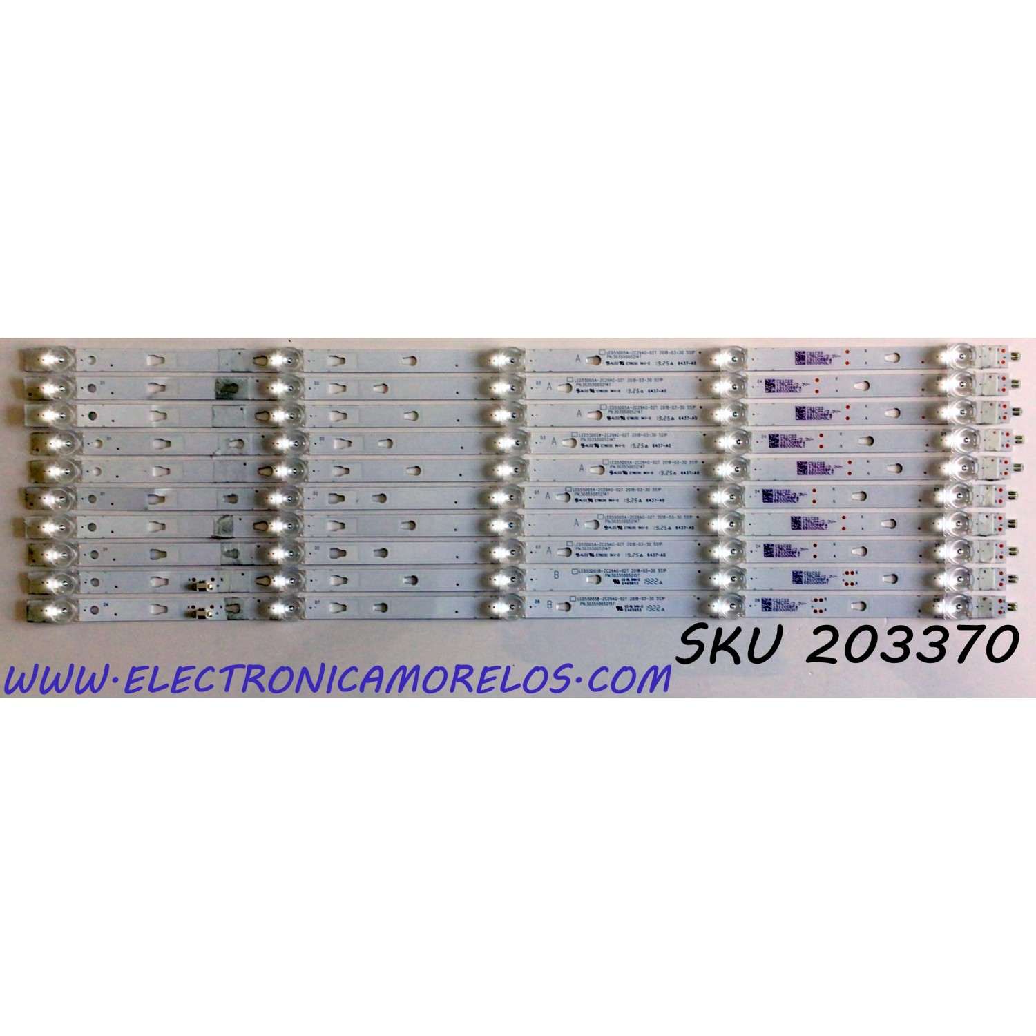 KIT DE LED'S PARA TV WESTINGHOUSE / ONN·ROKU TV (10 PIEZAS) / NUMERO DE PARTE LED55D05A-ZC29AG-02T / LED55D05B-ZC29AG-02T / 30355005214T / 30355005215T / 55000M0LT / PANEL LC546PU2L / MODELOS WR55UT4009 / WR55UX4019 / 100012586 (55 PULGADAS)