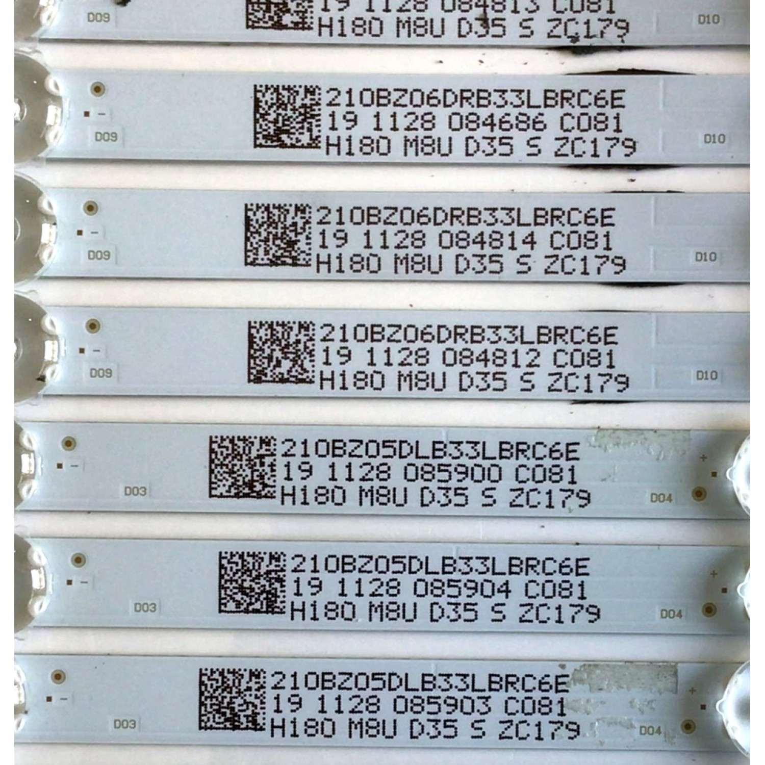 KIT DE LEDS PARA VIZIO ORIGINAL 10 PIEZAS / NUMERO DE PARTE LBM580M0501 / LBM580M0601 / LBM580M0501-I-6(HF)(0)(L) / LBM580M0601-J-6(HF)(0)(R) / 210BZ05DLB33LBRC6E / PANEL TPT580B5-U1T01.D / MODELO V585-G1 - Imagen 2