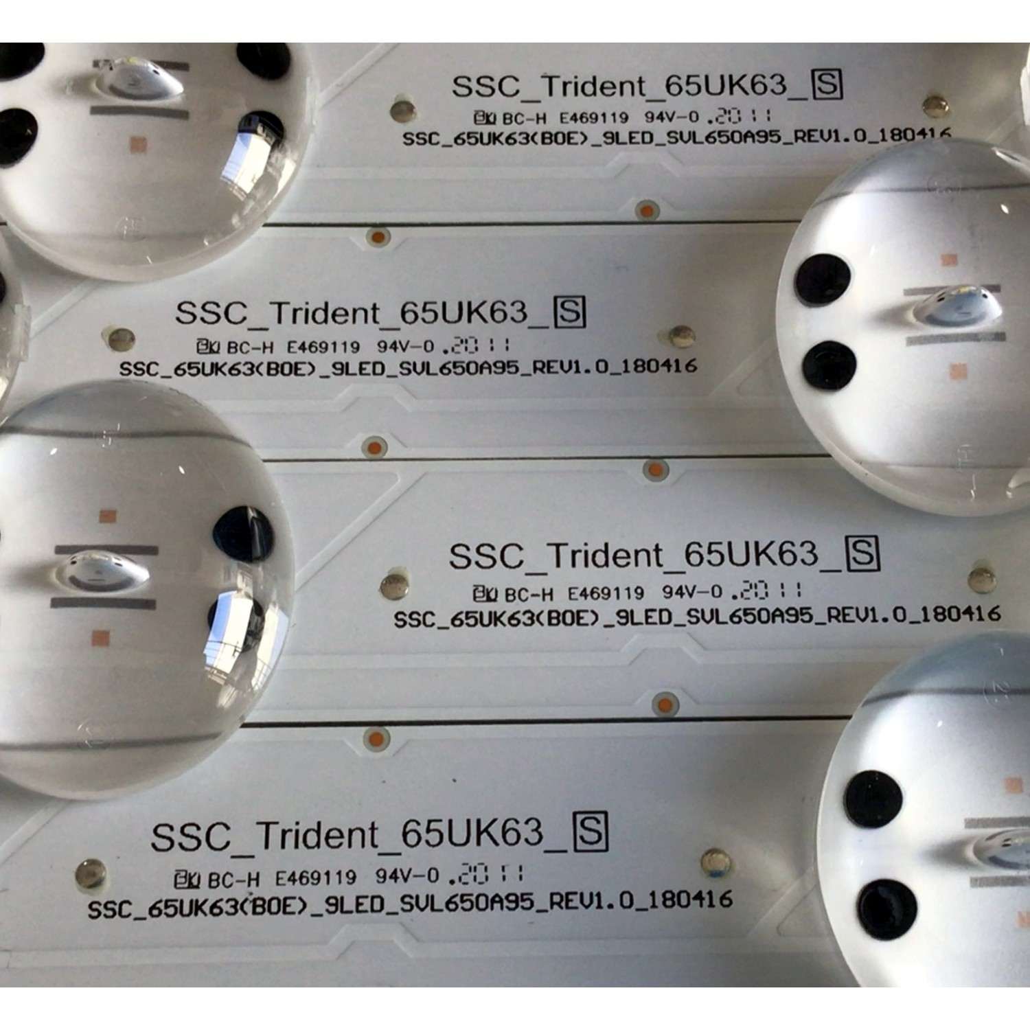 KIT DE LED'S PARA TV LG (4 PIEZAS) / NUMERO DE PARTE EAV63993002 / SSC_Trident_65UK63_S / SSC_65UK63(BOE)_9LED_SVL650A95_REV1.0_180416 / PANEL'S NC650DQG-AAGX1 / NC650DQG-AAGX3 / MODELOS 65UM6900PUA / 65UK6090PUA / 65UK6300PUE / 65UK6200PUA / 65UN6950ZUA - Imagen 3