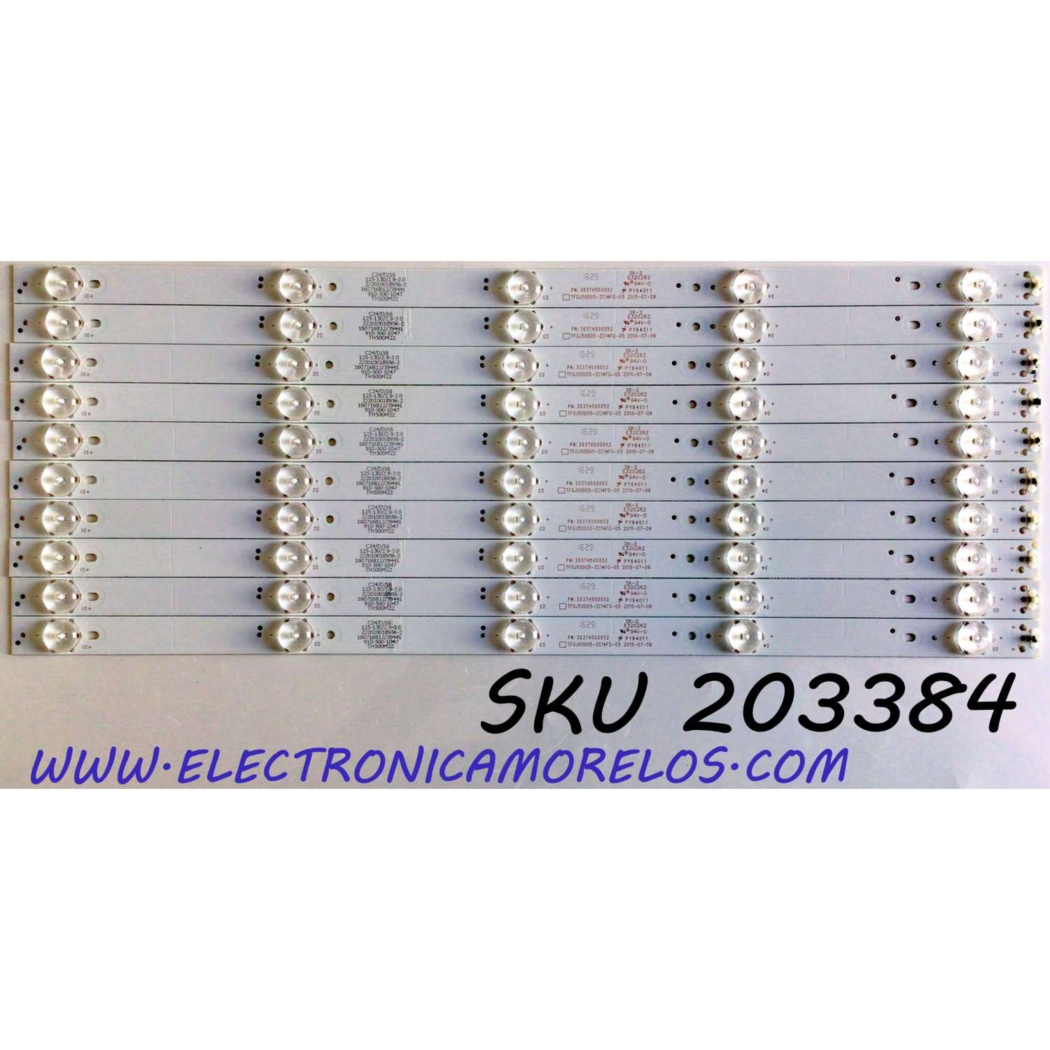 KIT DE LED'S PARA TV ELEMENT (10 PIEZAS) / NUMERO DE PARTE 303TH500052 / TFGJ50D05-ZC14FG-05 / TH500M22 / 910-500-1047 / PANEL T500-16A-DLED / MODELOS ELST5016S / ELST5016S B6A2M / C6A2M / C6A9M / D6A2M / ELST5016S E6A9M / E6C0M / F6C0M / G6C0M